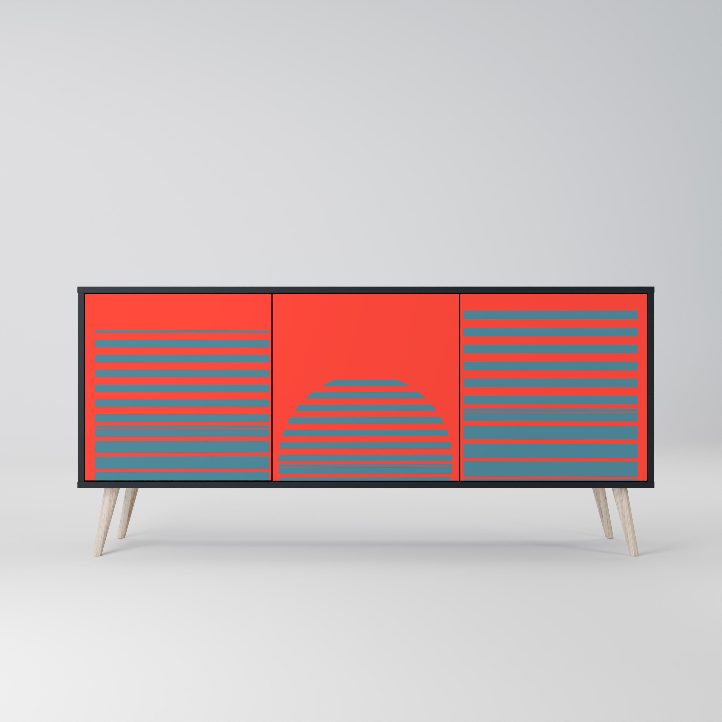 RISING GEOMETRY STARS 3-Door Sideboard in Black Finish