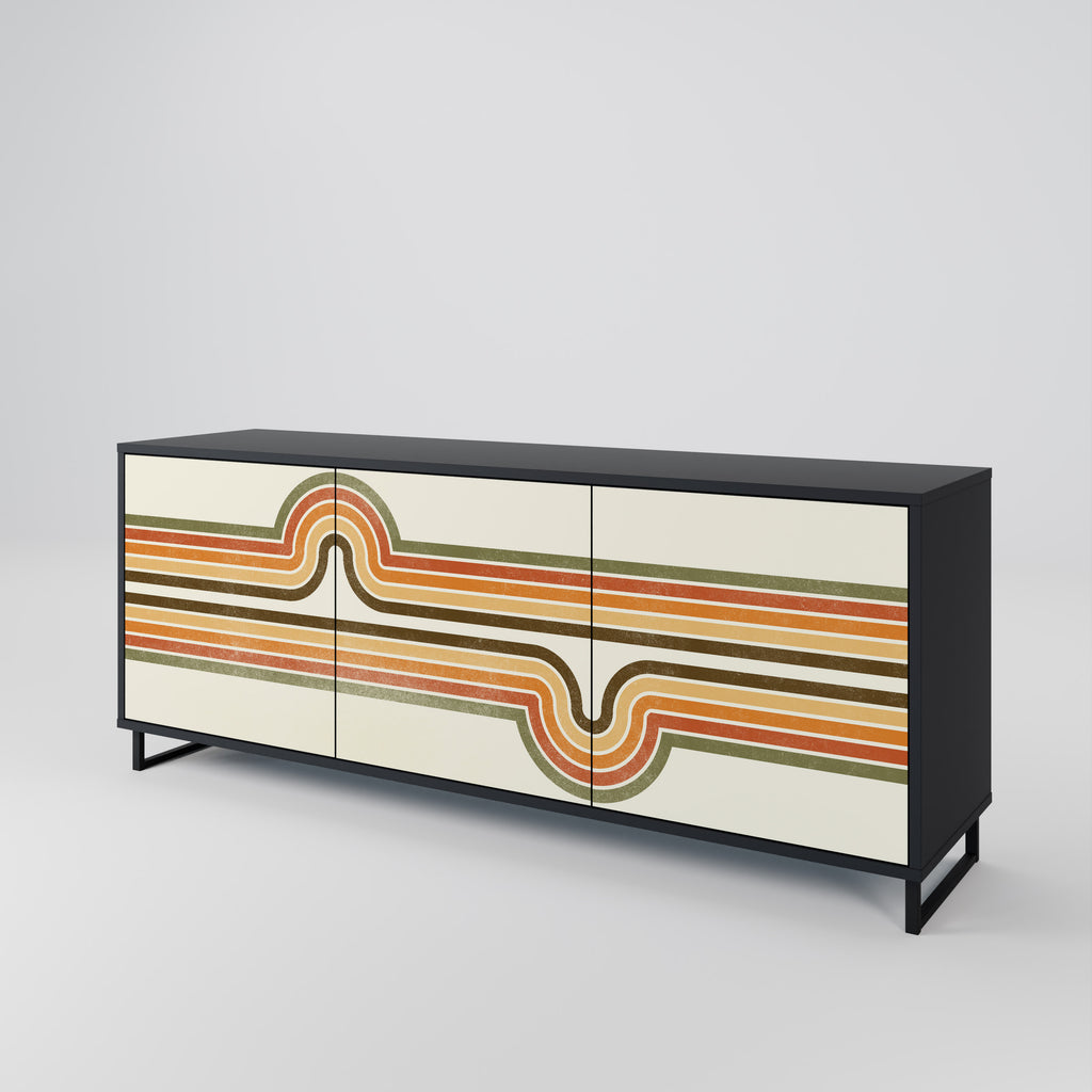 EXCEPTIONAL STREAM 3-Door Sideboard in Black Finish