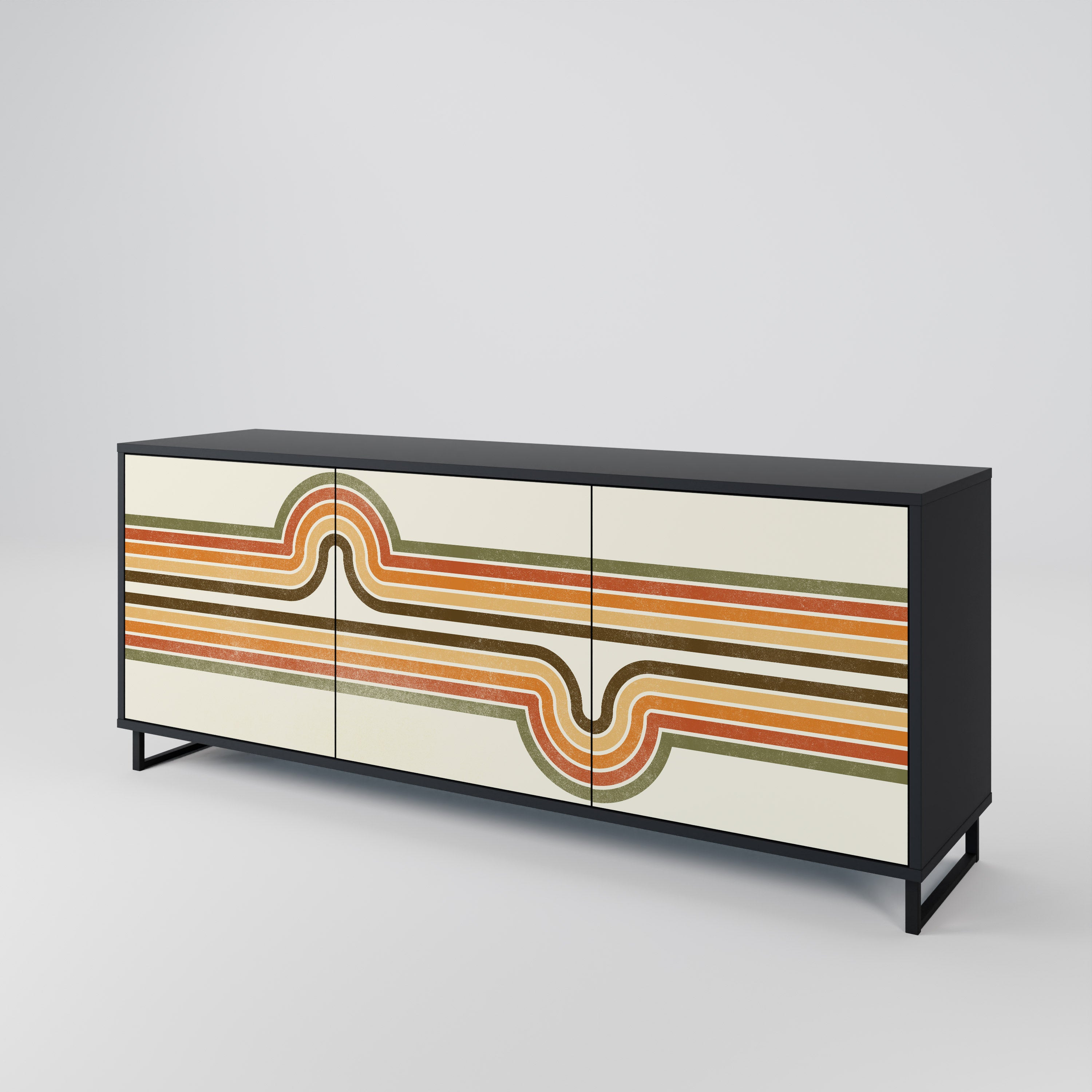 EXCEPTIONAL STREAM 3-Door Sideboard in Black Finish