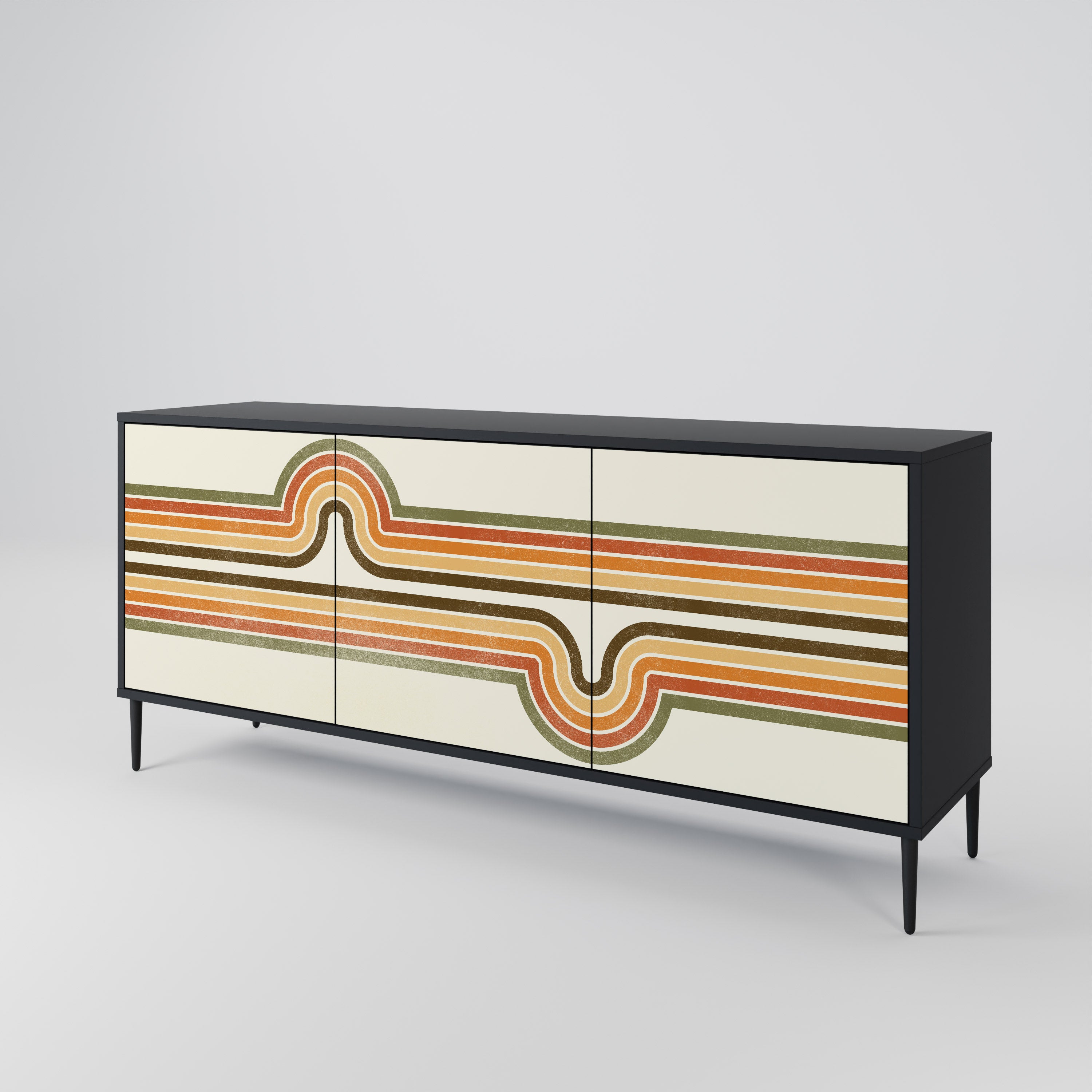 EXCEPTIONAL STREAM 3-Door Sideboard in Black Finish