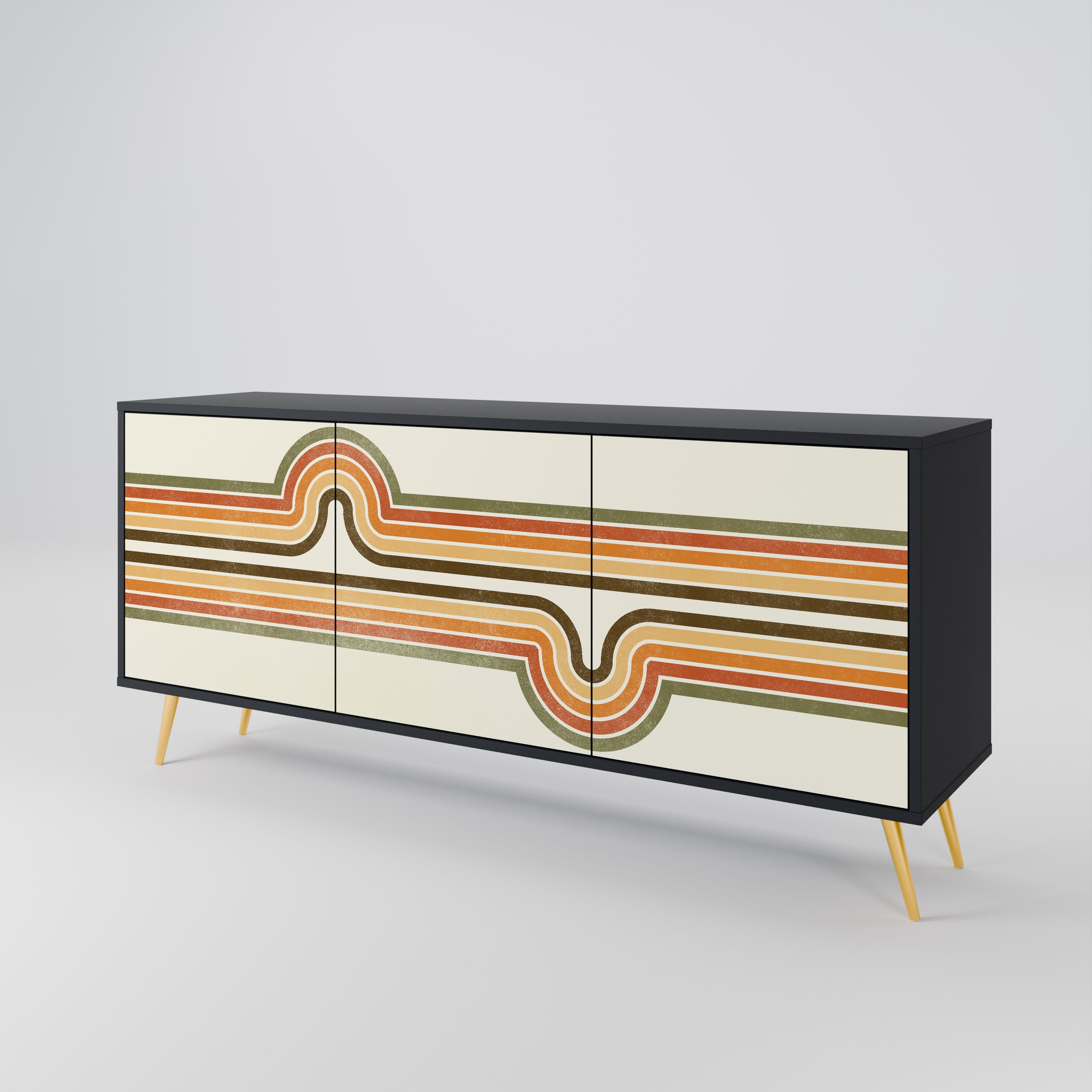 EXCEPTIONAL STREAM 3-Door Sideboard in Black Finish