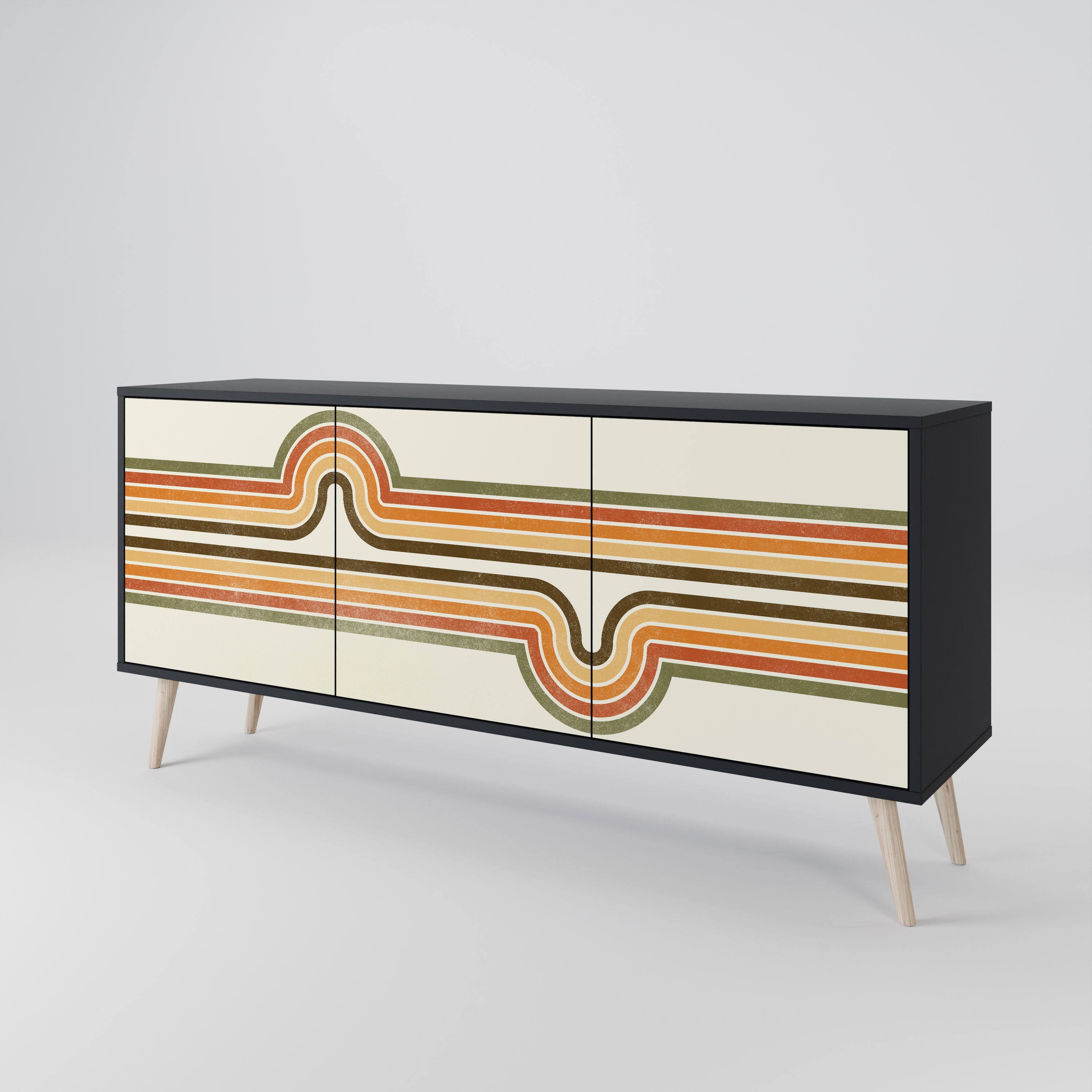 EXCEPTIONAL STREAM 3-Door Sideboard in Black Finish