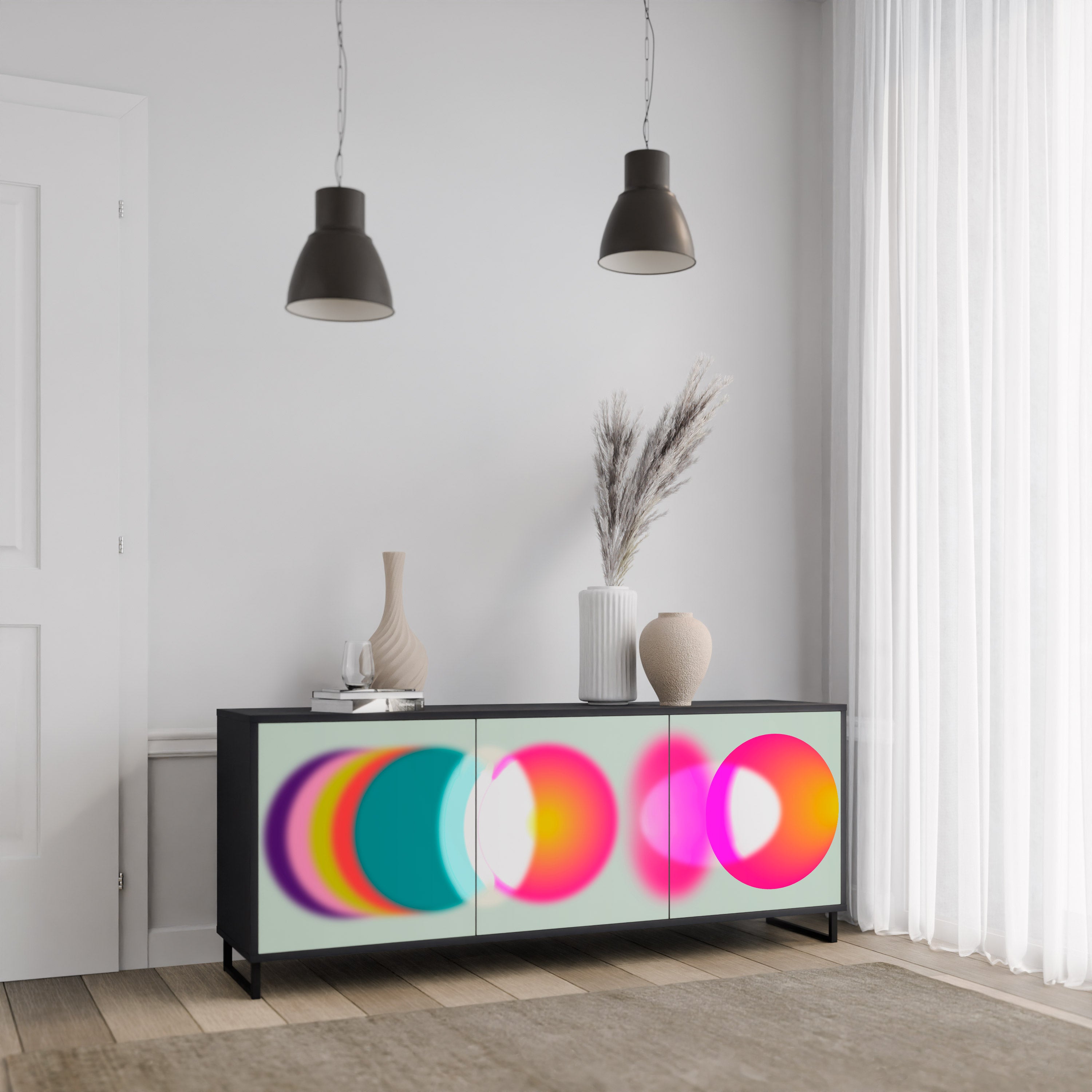 SYMPHONY OF COLORS 3-Door Sideboard in Black Finish