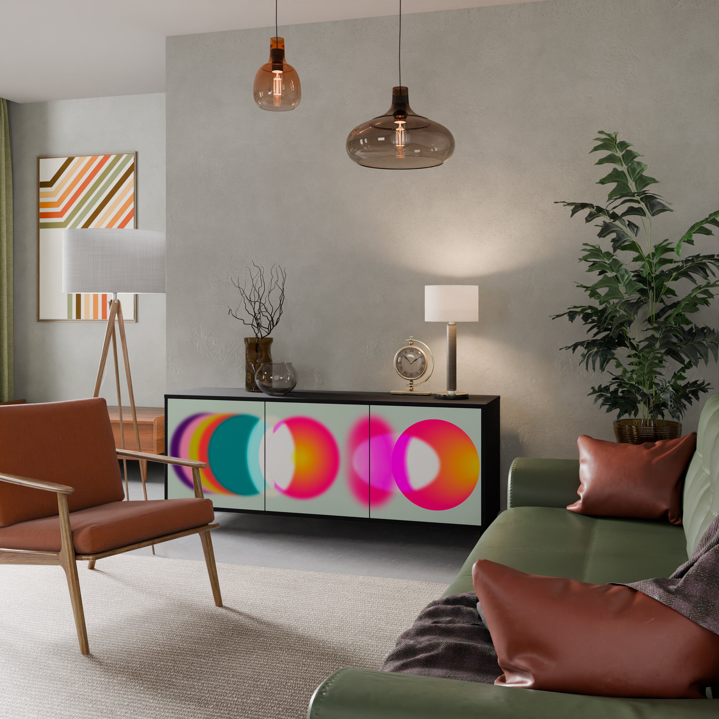 SYMPHONY OF COLORS 3-Door Sideboard in Black Finish