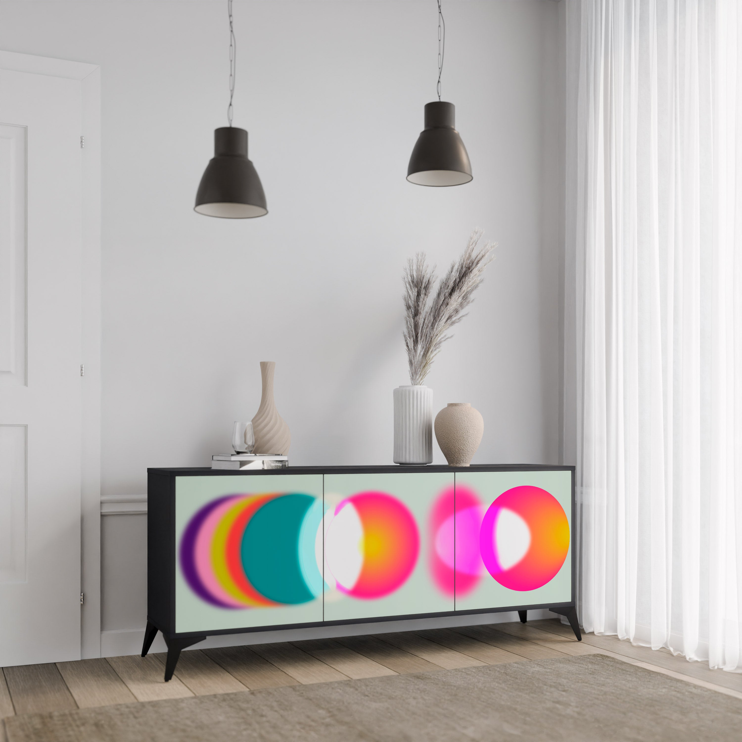 SYMPHONY OF COLORS 3-Door Sideboard in Black Finish