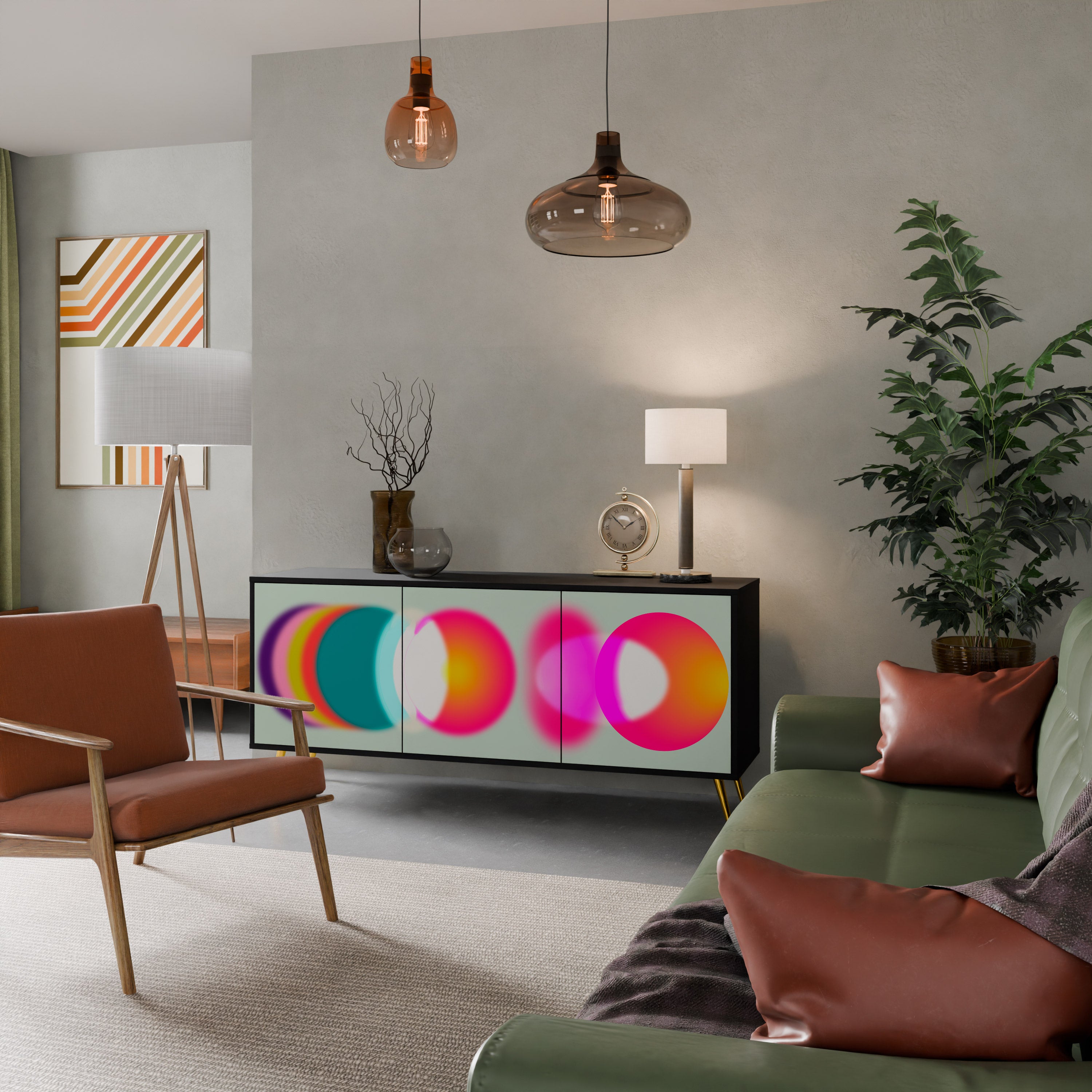 SYMPHONY OF COLORS 3-Door Sideboard in Black Finish
