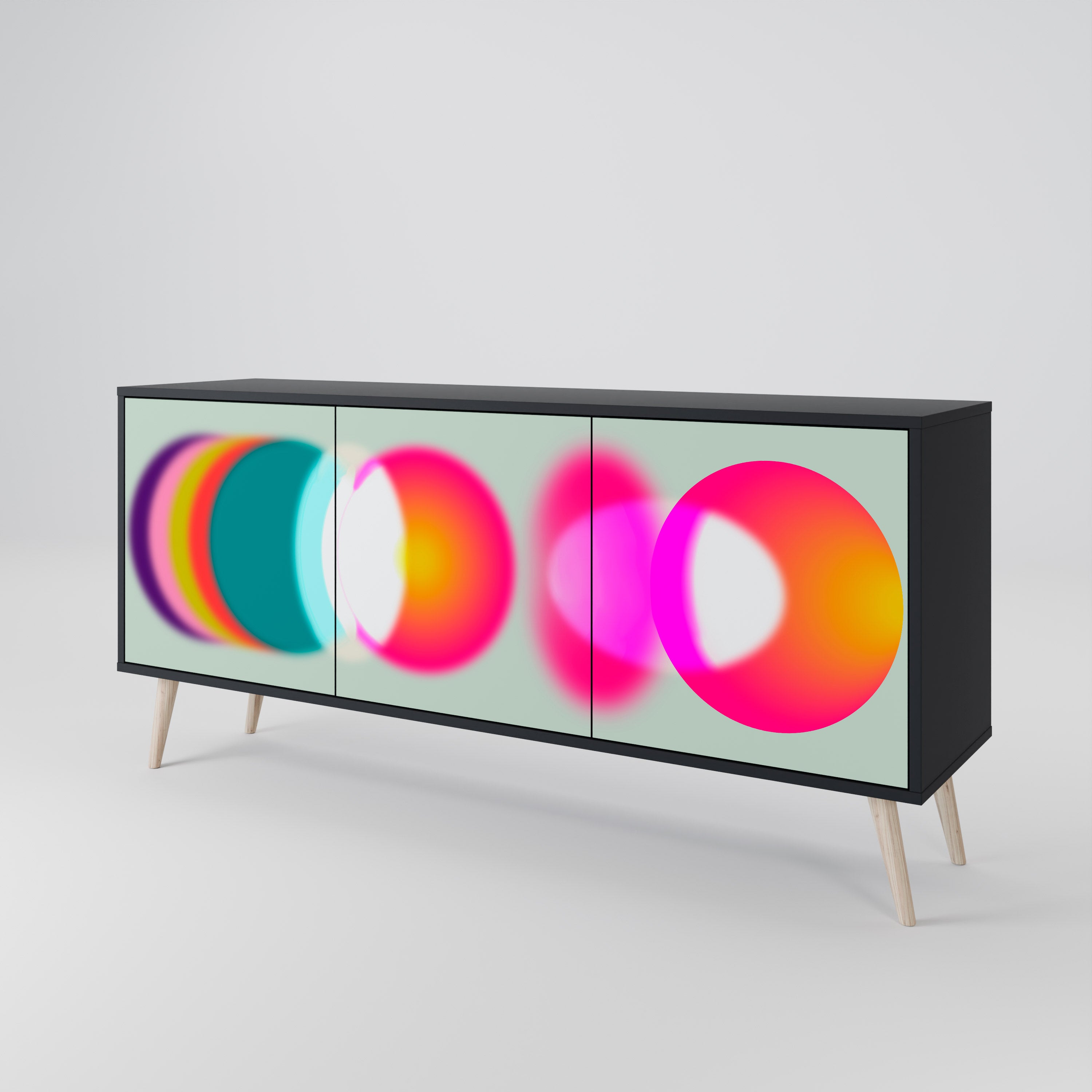 SYMPHONY OF COLORS 3-Door Sideboard in Black Finish