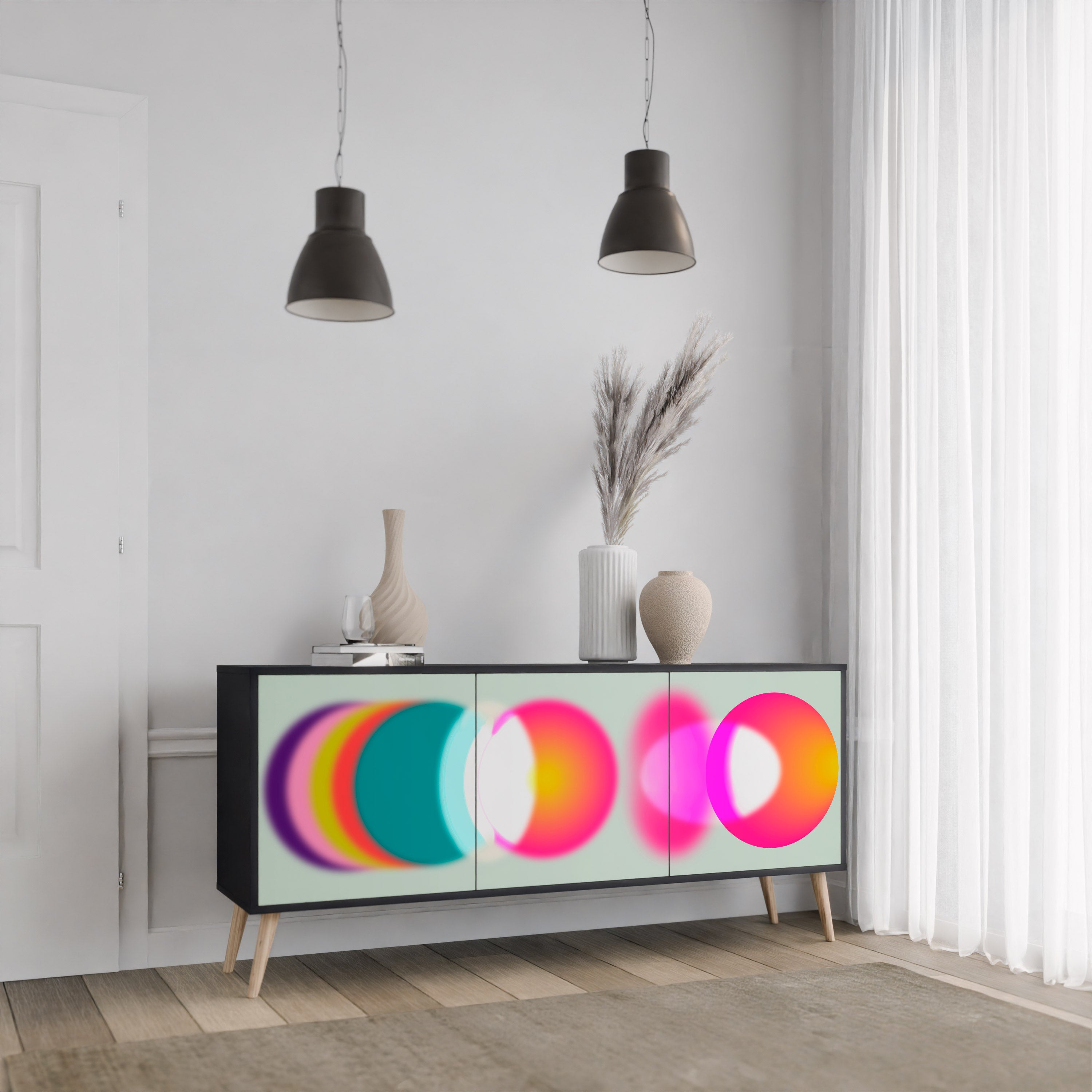 SYMPHONY OF COLORS 3-Door Sideboard in Black Finish