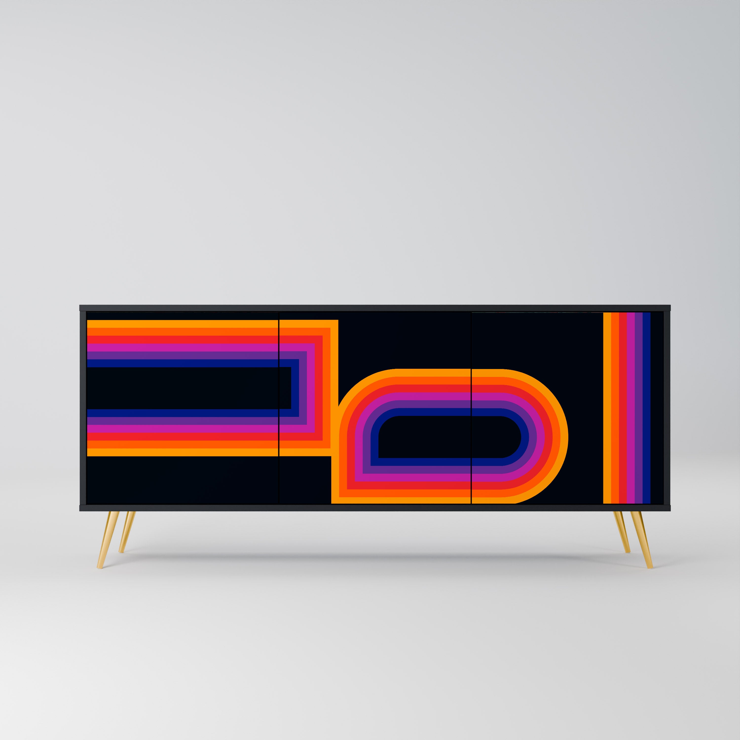 BLINDED BY THE LIGHTS 3-Door Sideboard in Black Finish