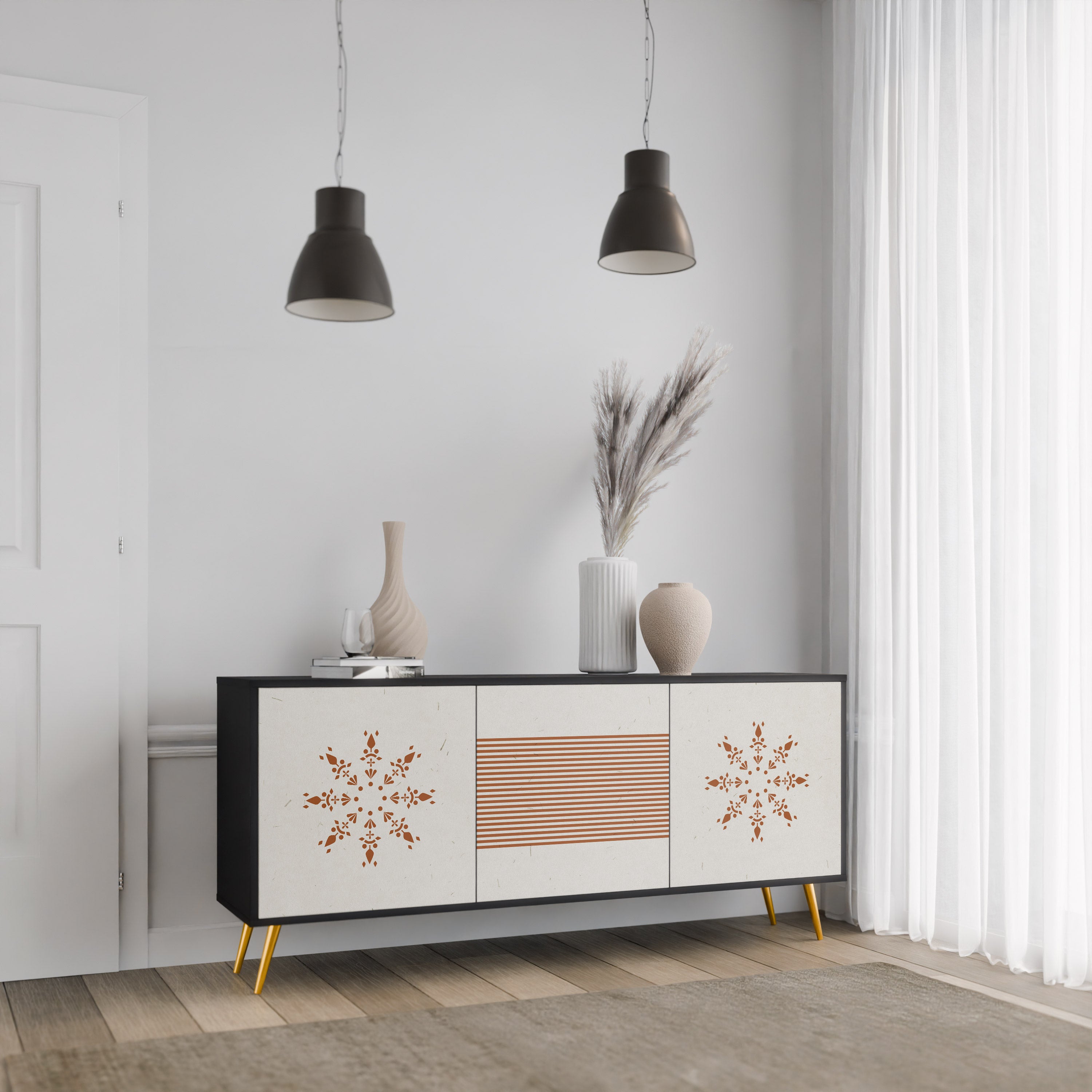 DAILY HARMONY 3-Door Sideboard in Black Finish