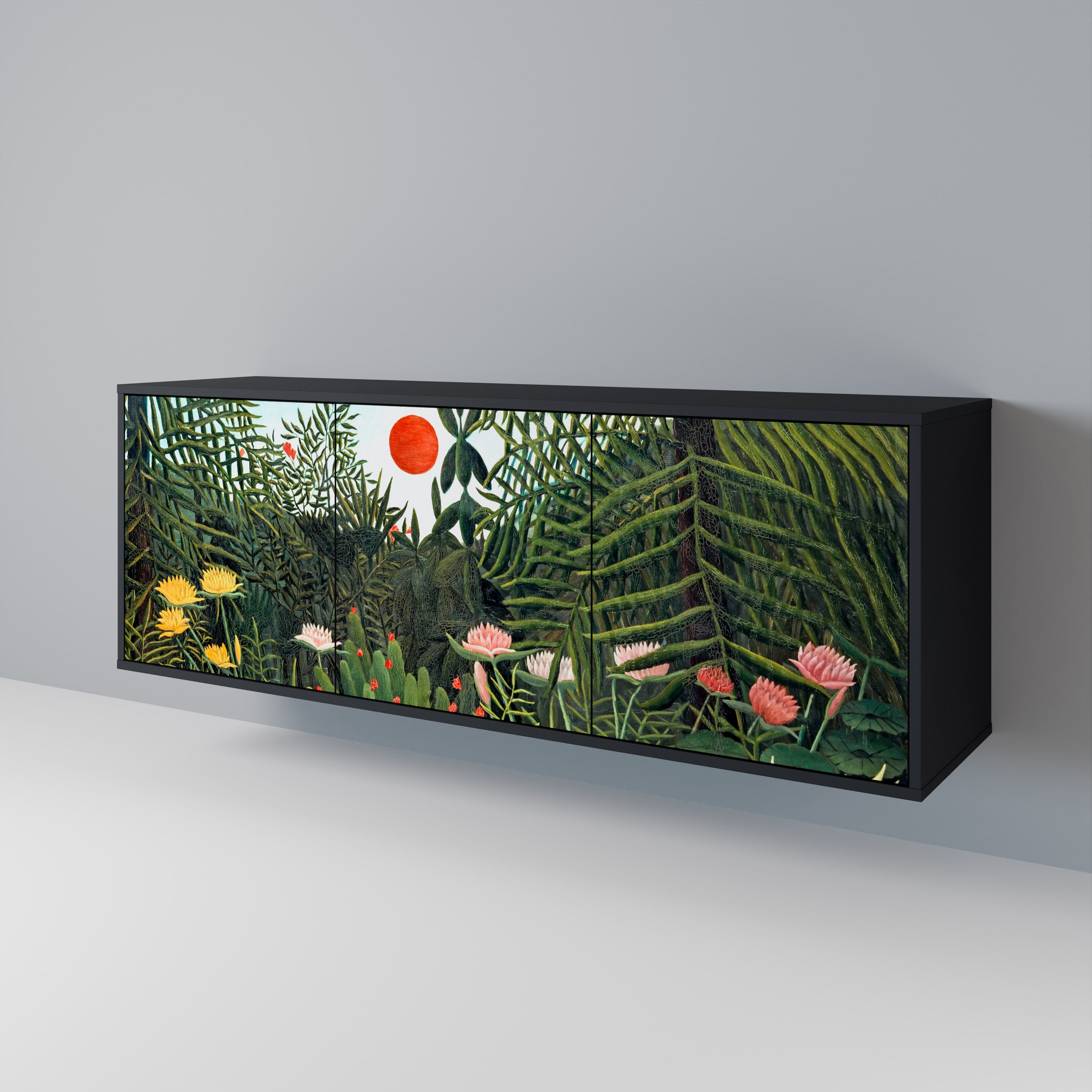 VIRGIN FOREST WITH SUNSET 3-Door Sideboard in Black Finish