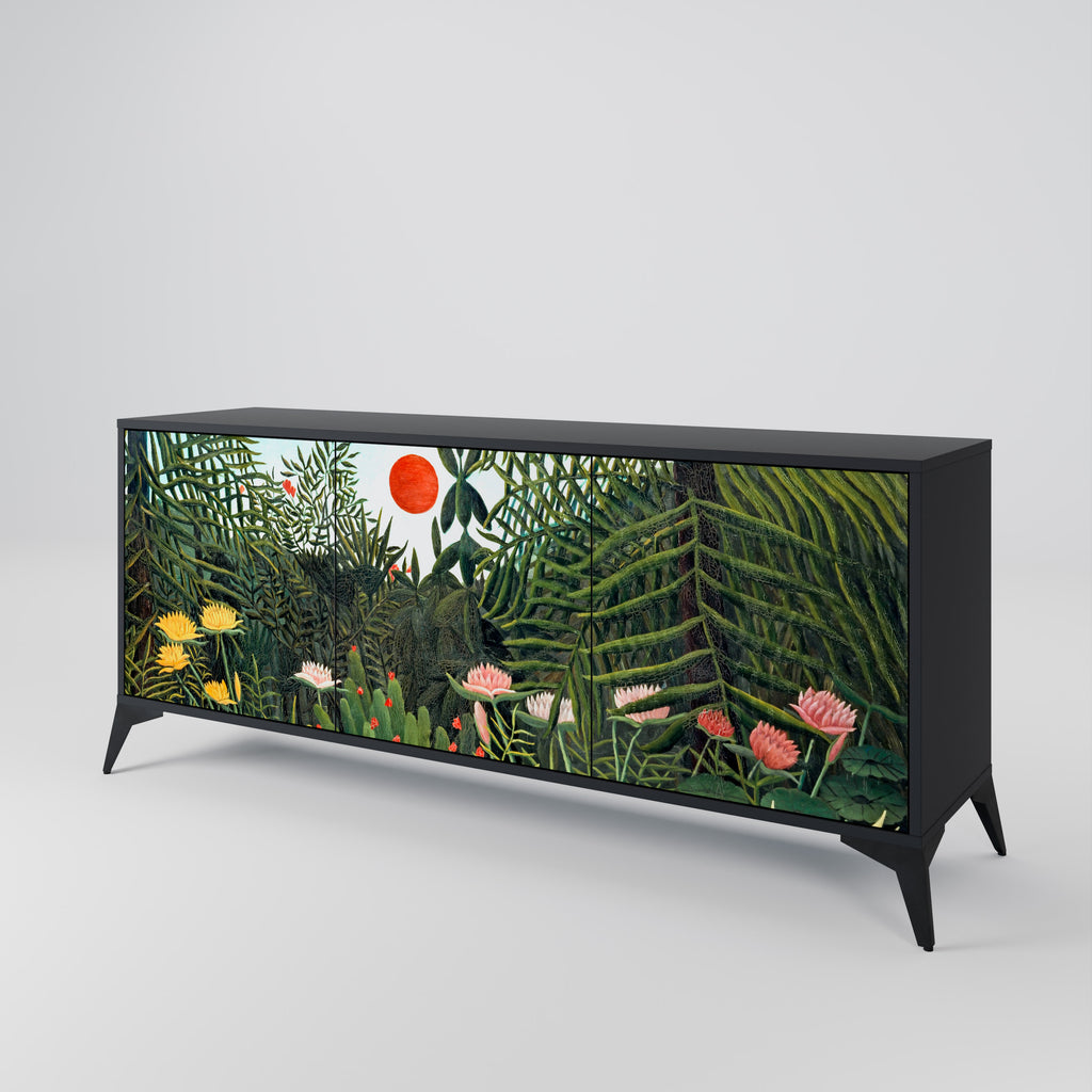 VIRGIN FOREST WITH SUNSET 3-Door Sideboard in Black Finish