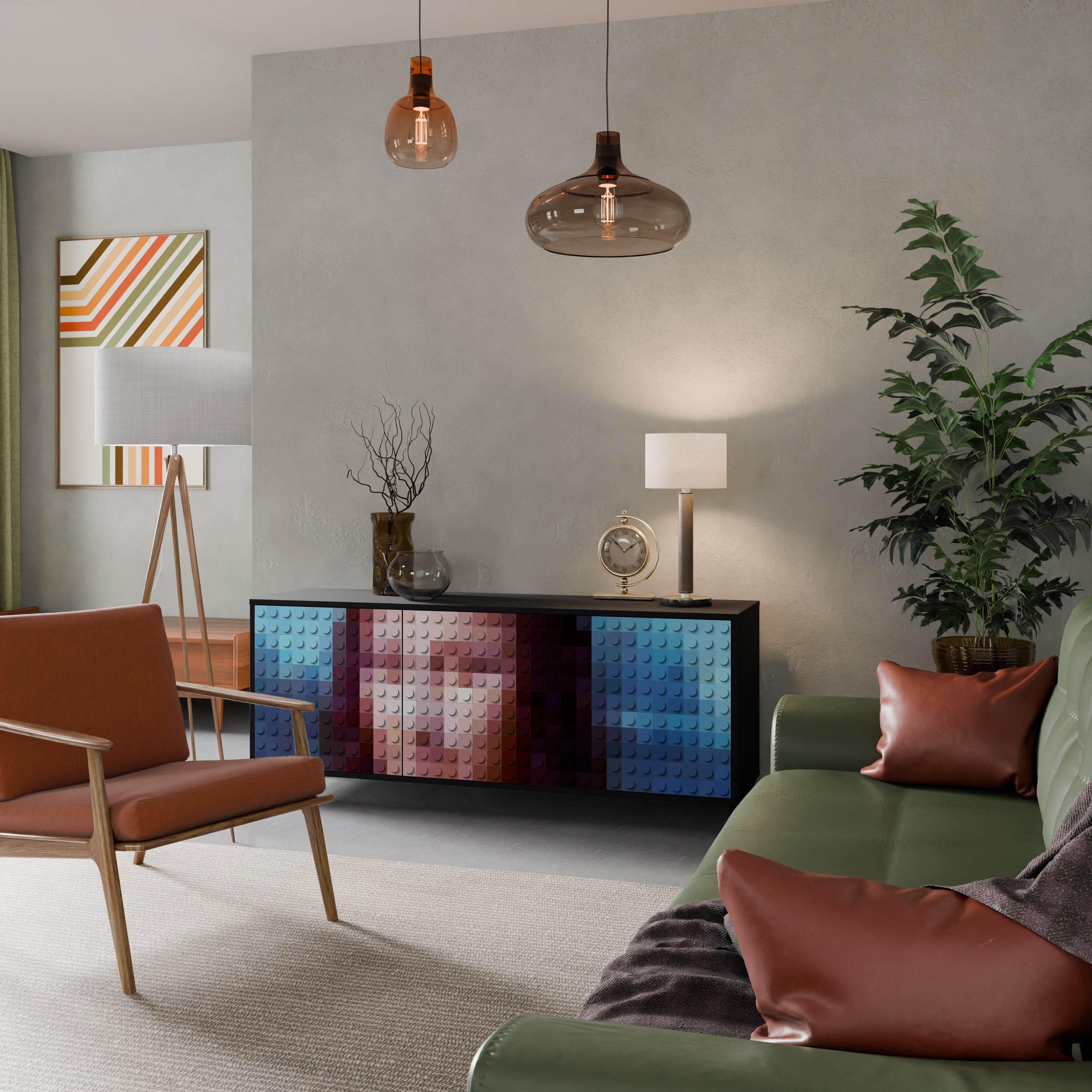 CONSTRUCTIVE ART 3-Door Sideboard in Black Finish