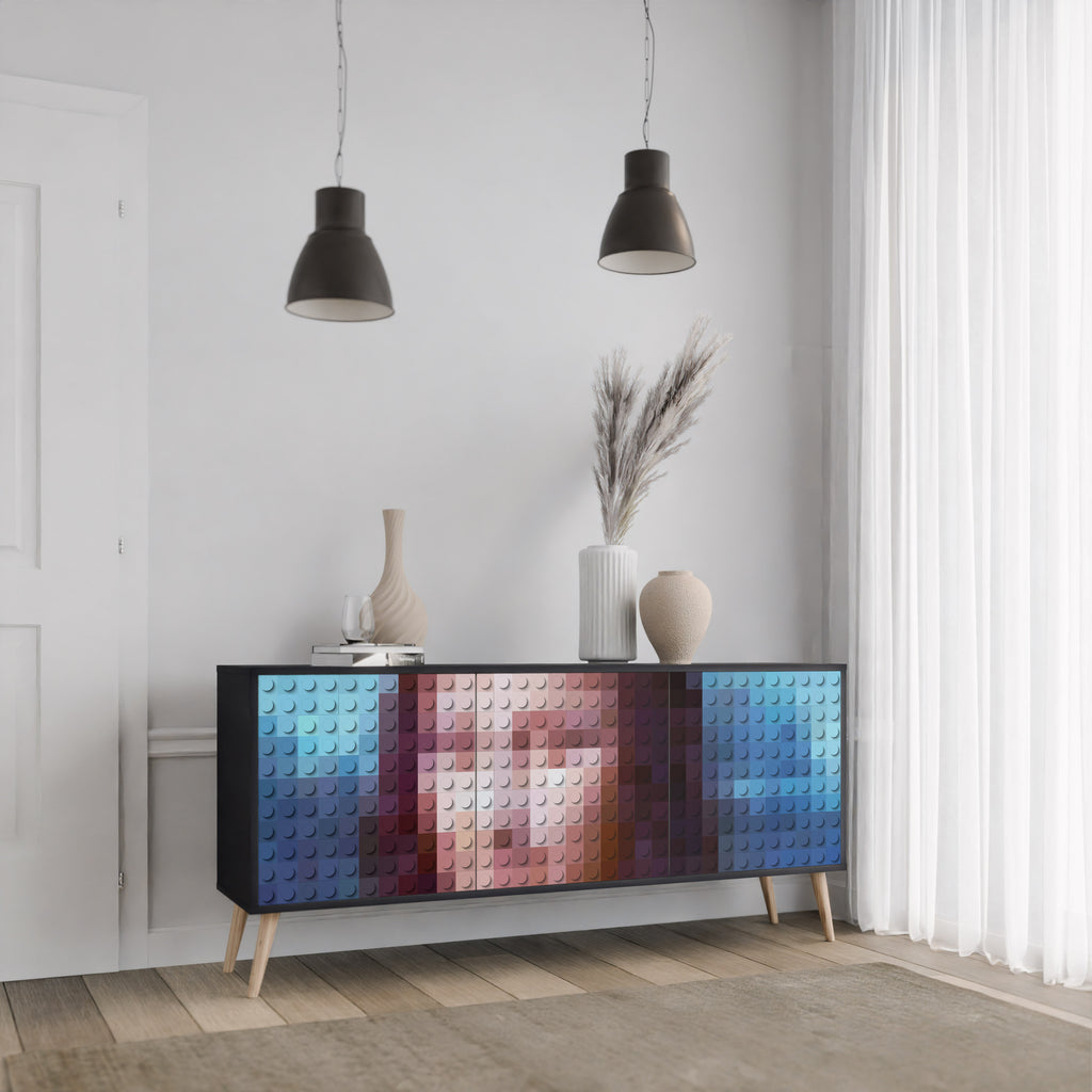 CONSTRUCTIVE ART 3-Door Sideboard in Black Finish