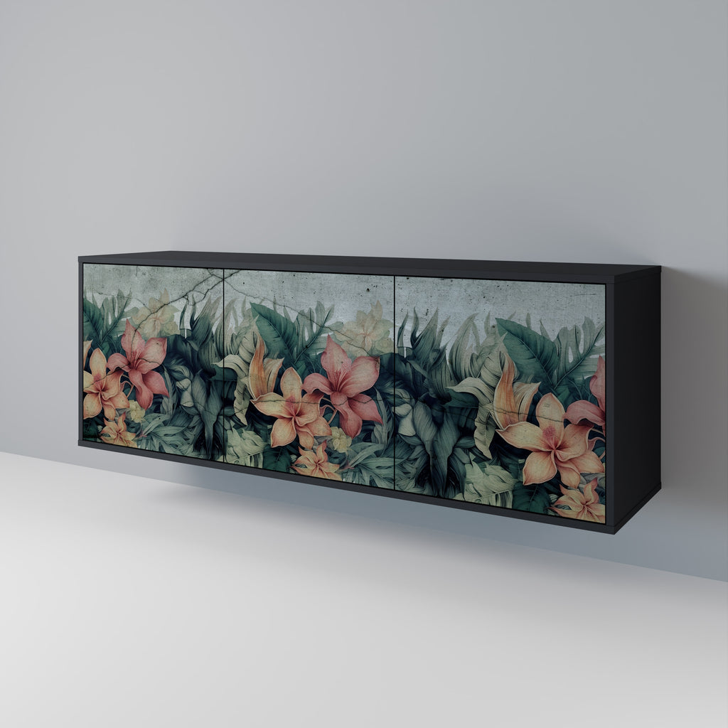 Aparador de 3 puertas HEAVENLY BLOOM en acabado negro