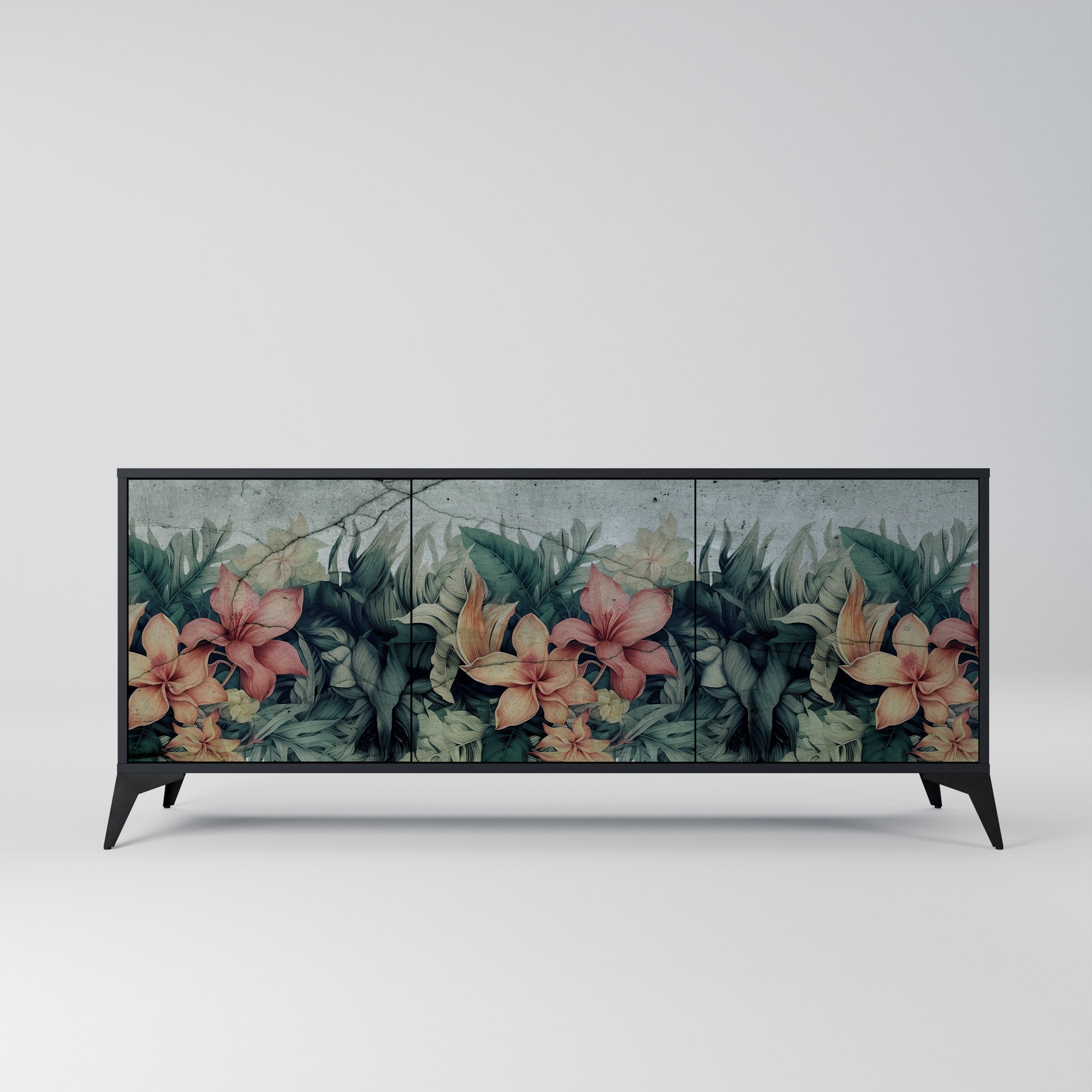 Aparador de 3 puertas HEAVENLY BLOOM en acabado negro