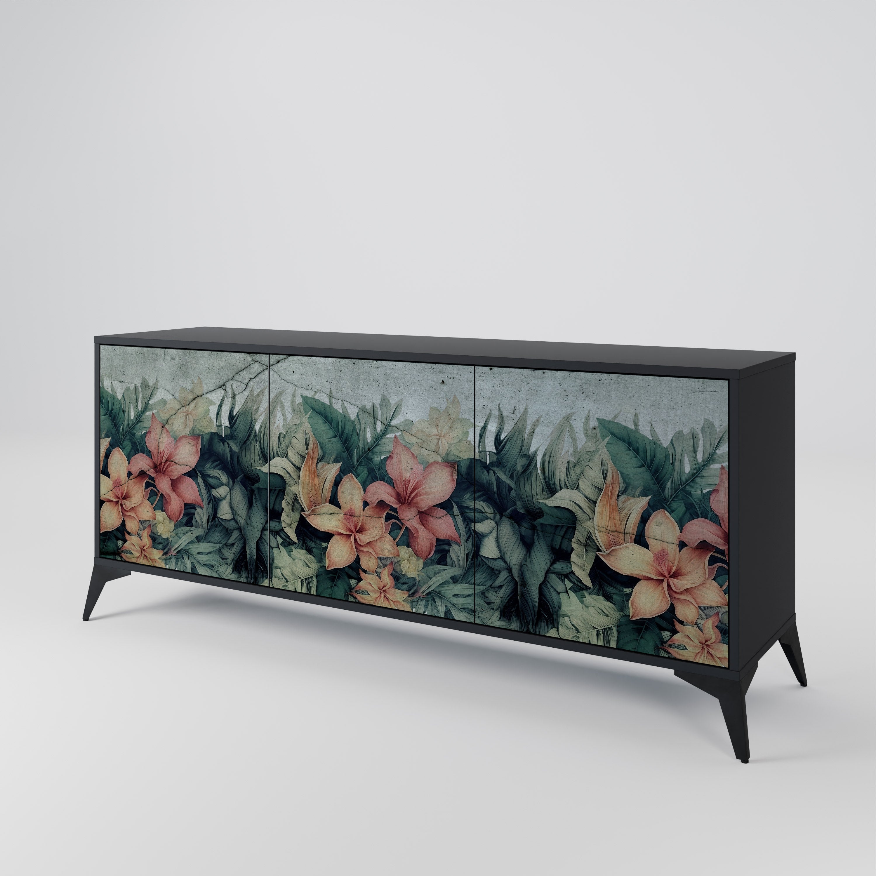 Aparador de 3 puertas HEAVENLY BLOOM en acabado negro