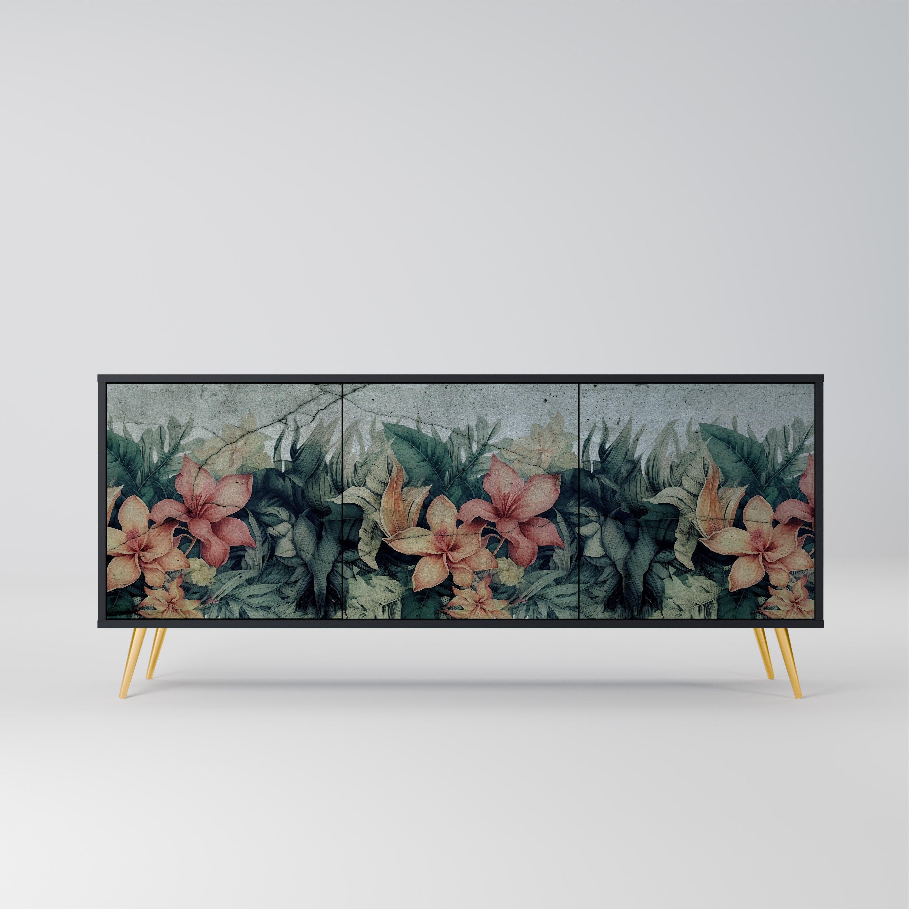 Aparador de 3 puertas HEAVENLY BLOOM en acabado negro