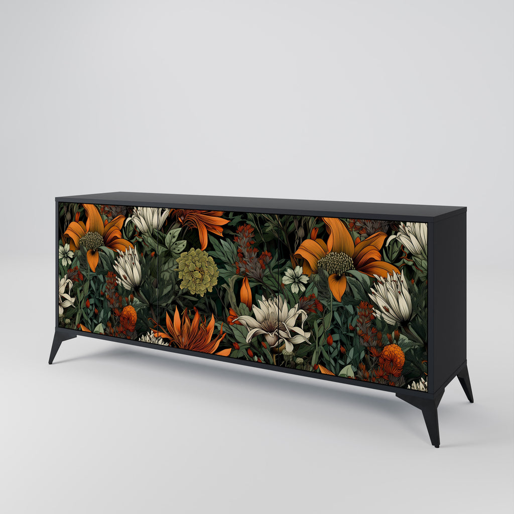 MIDNIGHT SPROUT 3-Door Sideboard in Black Finish