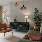 TWILIGHT BLOOM Aparador de 3 Puertas en Acabado Negro