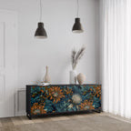 MORNING BLOOM 3-Door Sideboard in Black Finish