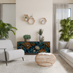 MORNING BLOOM 3-Door Sideboard in Black Finish