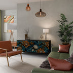 MORNING BLOOM 3-Door Sideboard in Black Finish