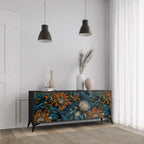 MORNING BLOOM 3-Door Sideboard in Black Finish
