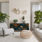 MORNING BLOOM 3-Door Sideboard in Black Finish