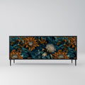 MORNING BLOOM 3-Door Sideboard in Black Finish