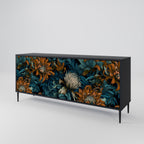 MORNING BLOOM 3-Door Sideboard in Black Finish