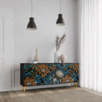 MORNING BLOOM 3-Door Sideboard in Black Finish