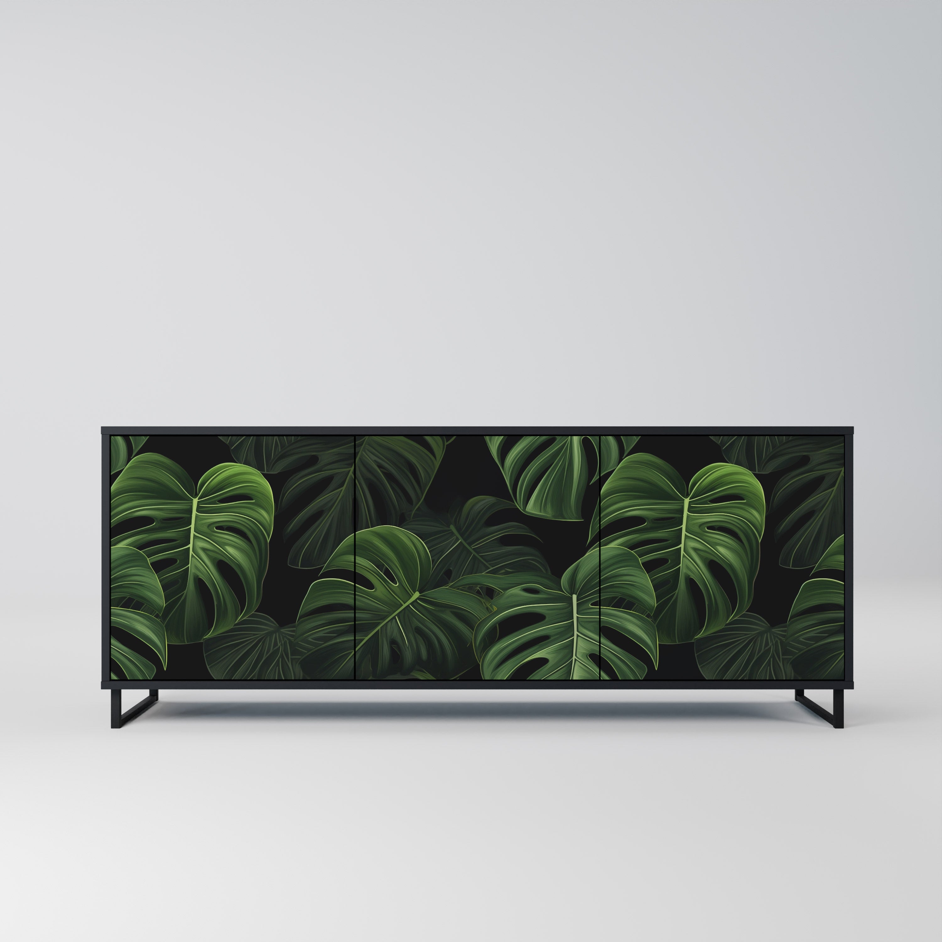 INFINITE MONSTERA 3-Door Sideboard in Black Finish