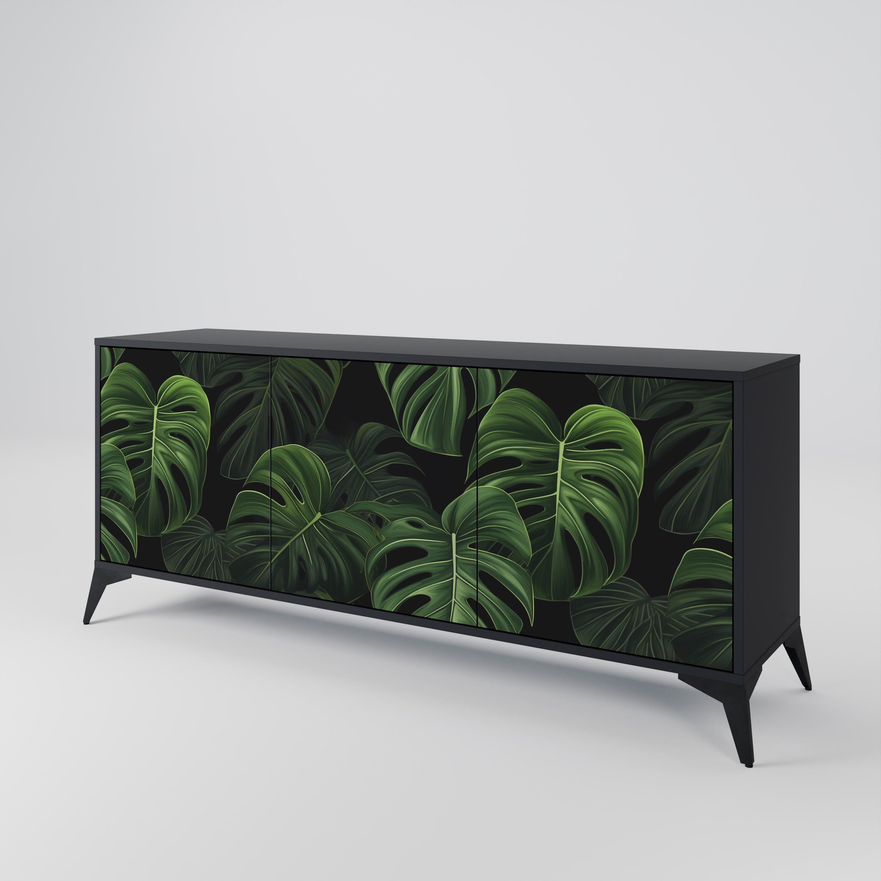 INFINITE MONSTERA 3-Door Sideboard in Black Finish