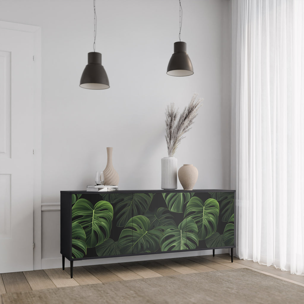 INFINITE MONSTERA 3-Door Sideboard in Black Finish