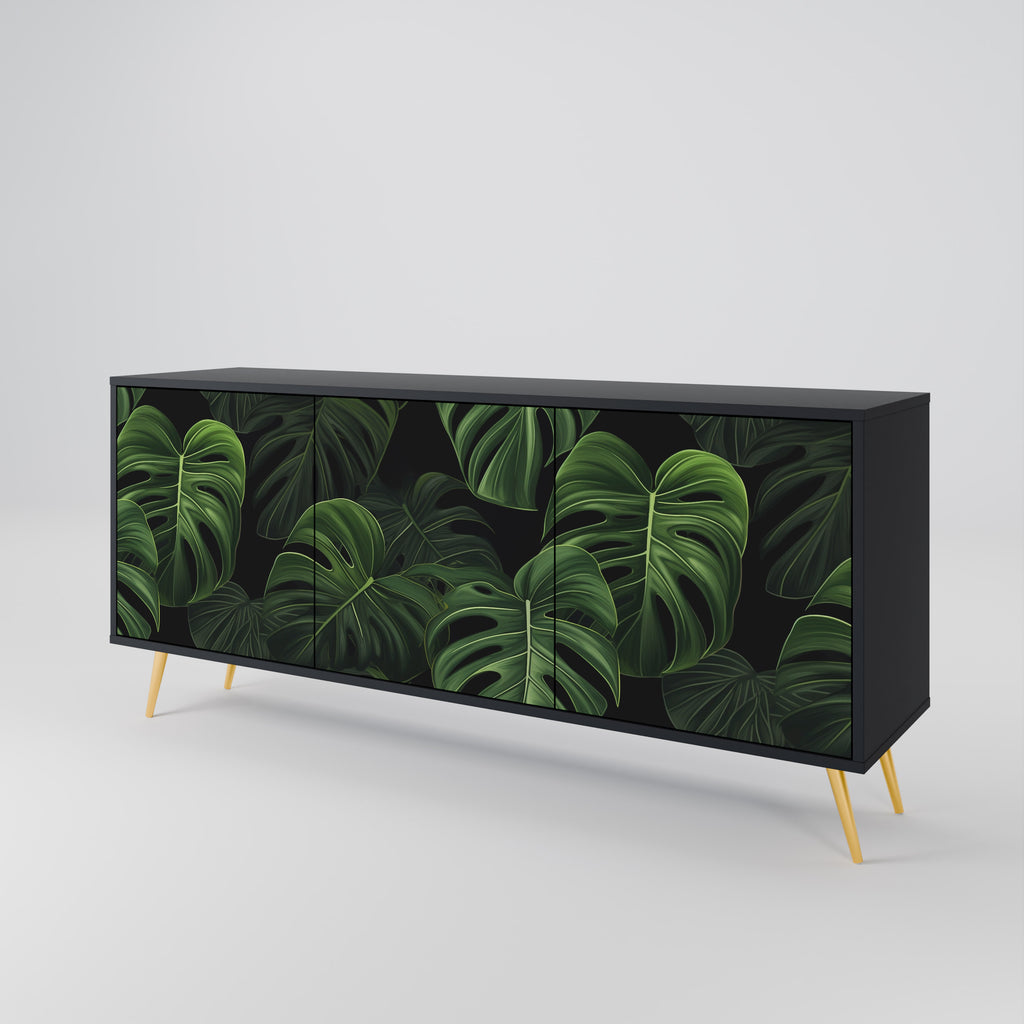 INFINITE MONSTERA 3-Door Sideboard in Black Finish