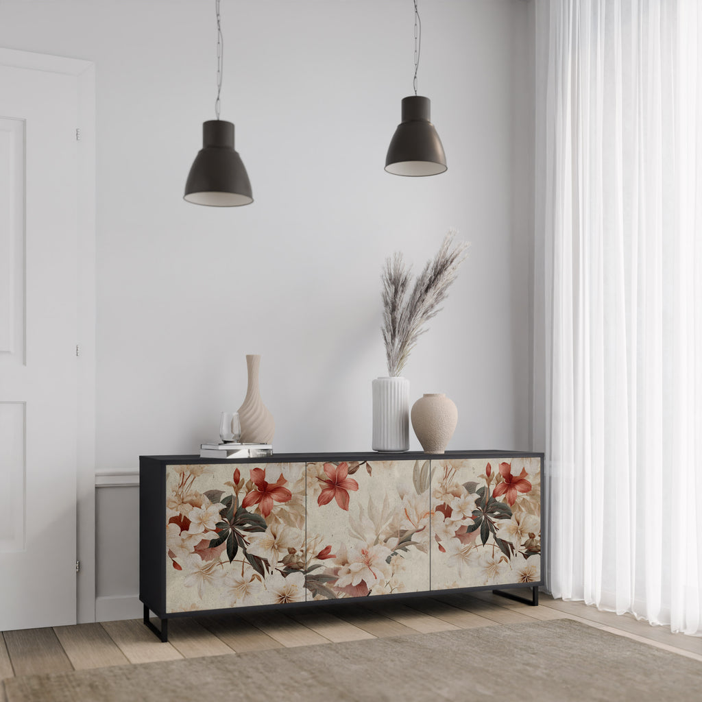 PETAL HARMONY 3-Door Sideboard in Black Finish