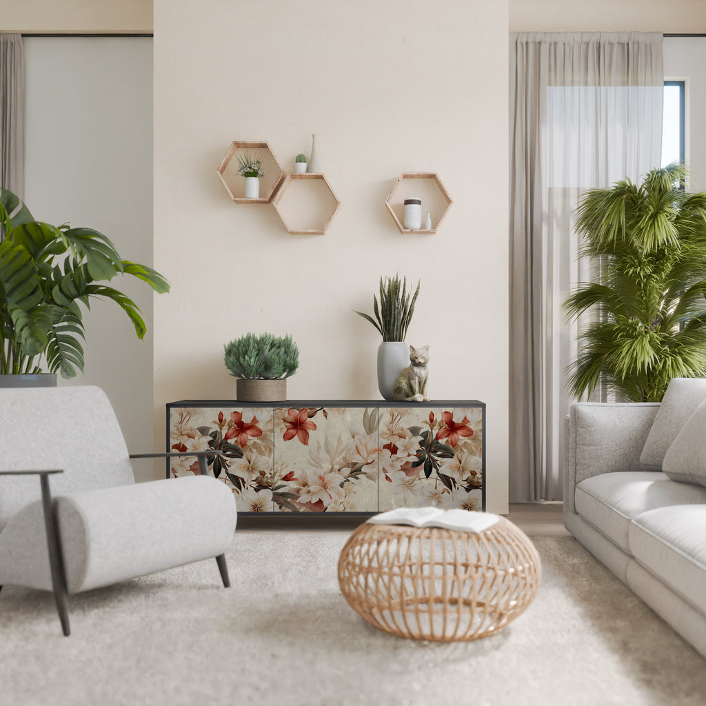 PETAL HARMONY 3-Door Sideboard in Black Finish