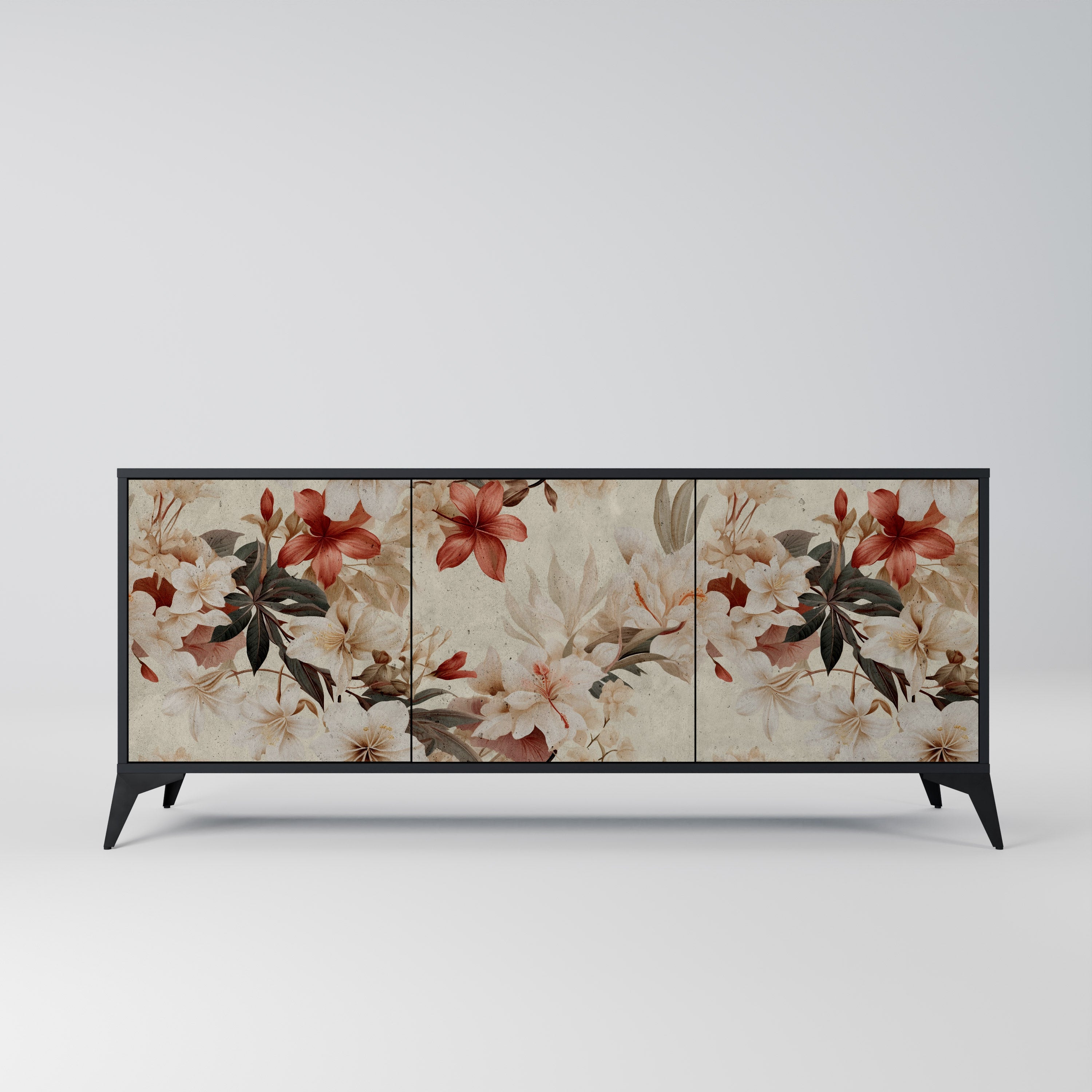 PETAL HARMONY 3-Door Sideboard in Black Finish