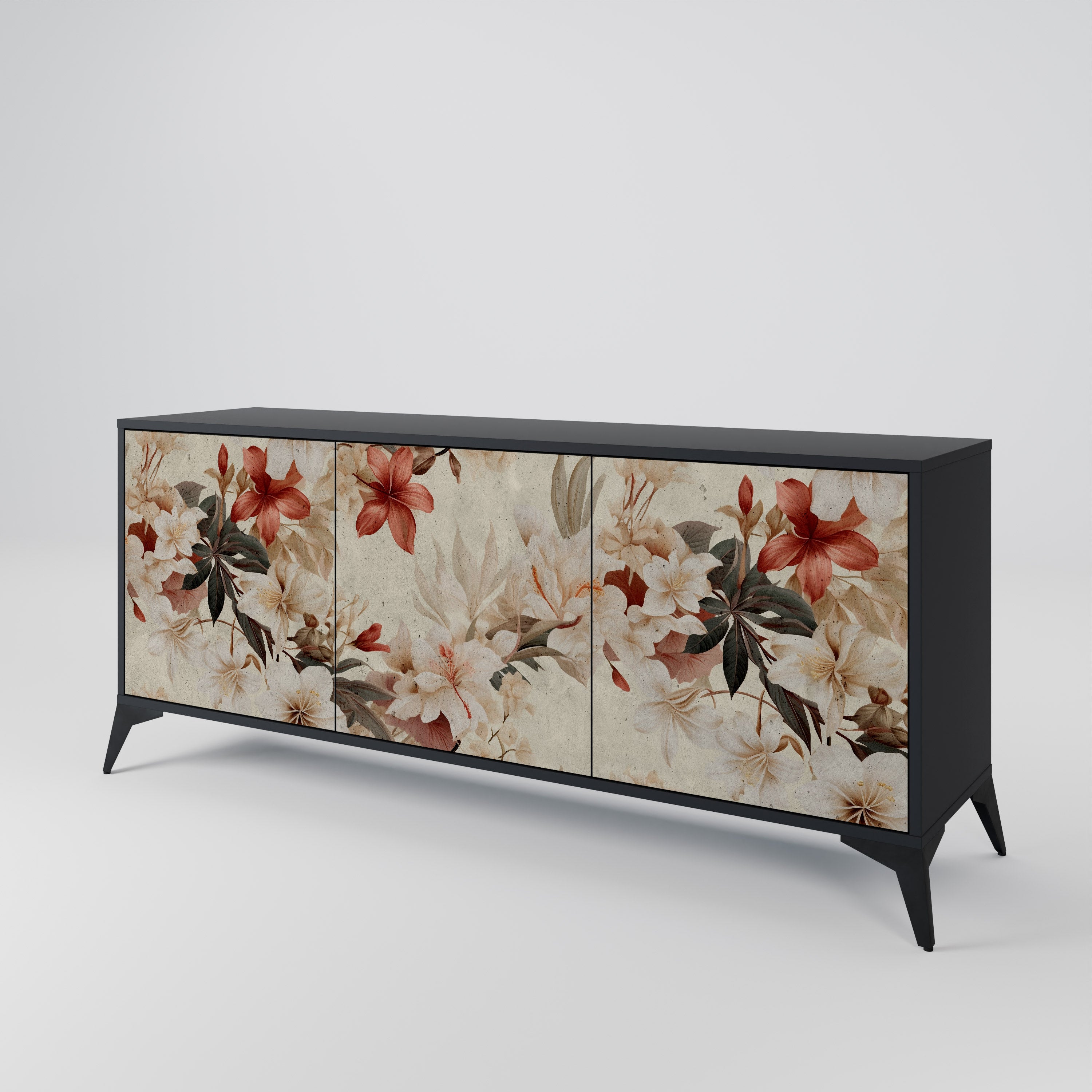 PETAL HARMONY 3-Door Sideboard in Black Finish