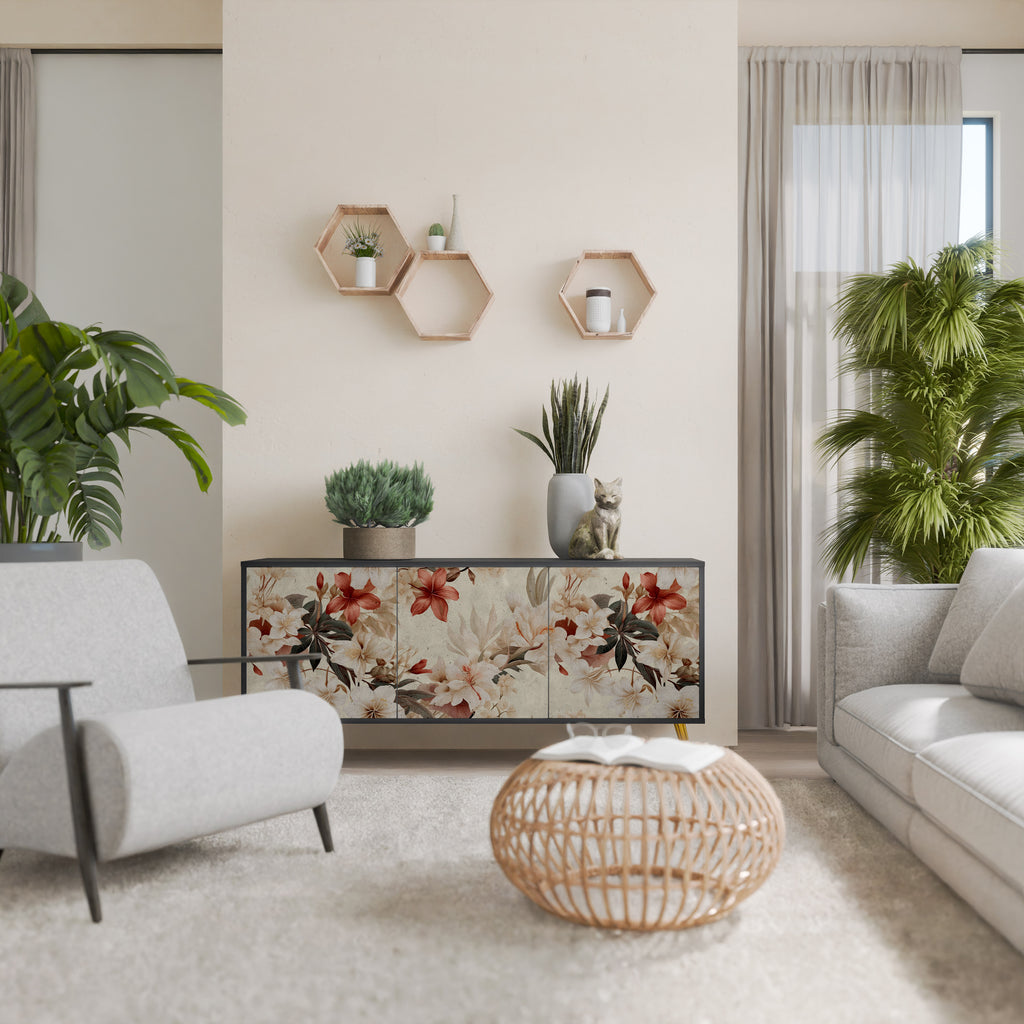 PETAL HARMONY 3-Door Sideboard in Black Finish