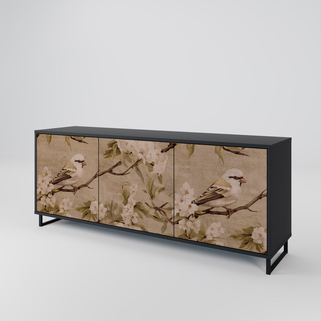 PETAL DISTINGUISH 3-Door Sideboard in Black Finish