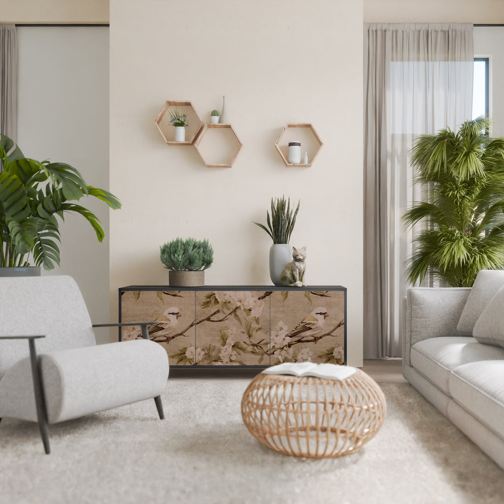 PETAL DISTINGUISH 3-Door Sideboard in Black Finish