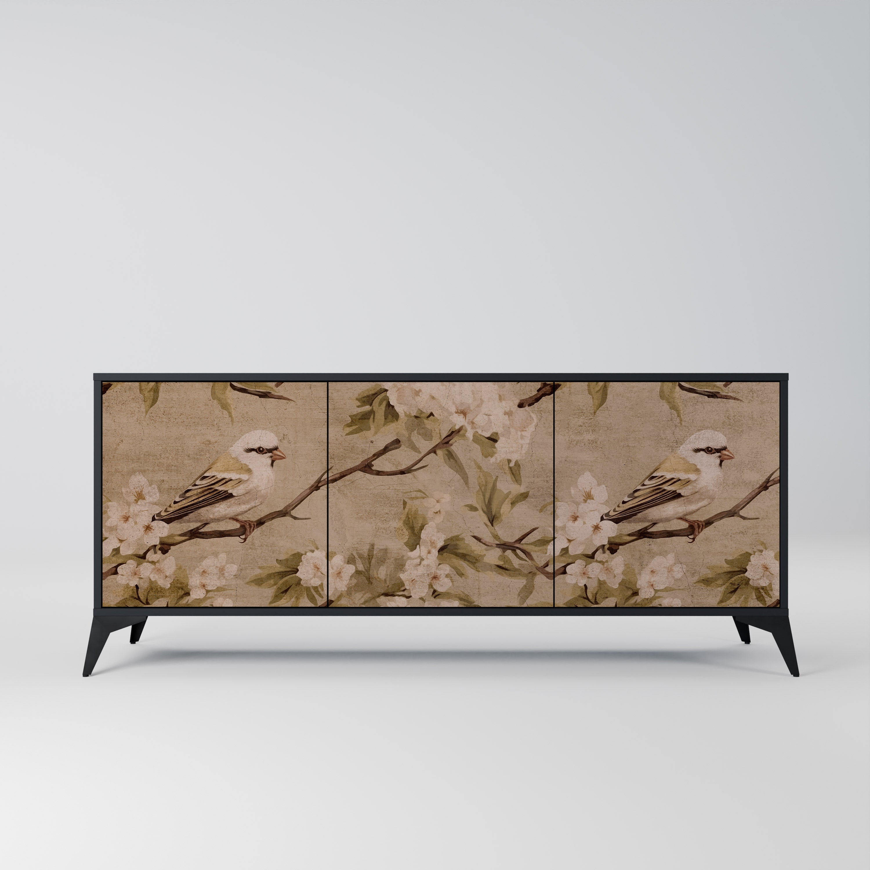 PETAL DISTINGUISH 3-Door Sideboard in Black Finish