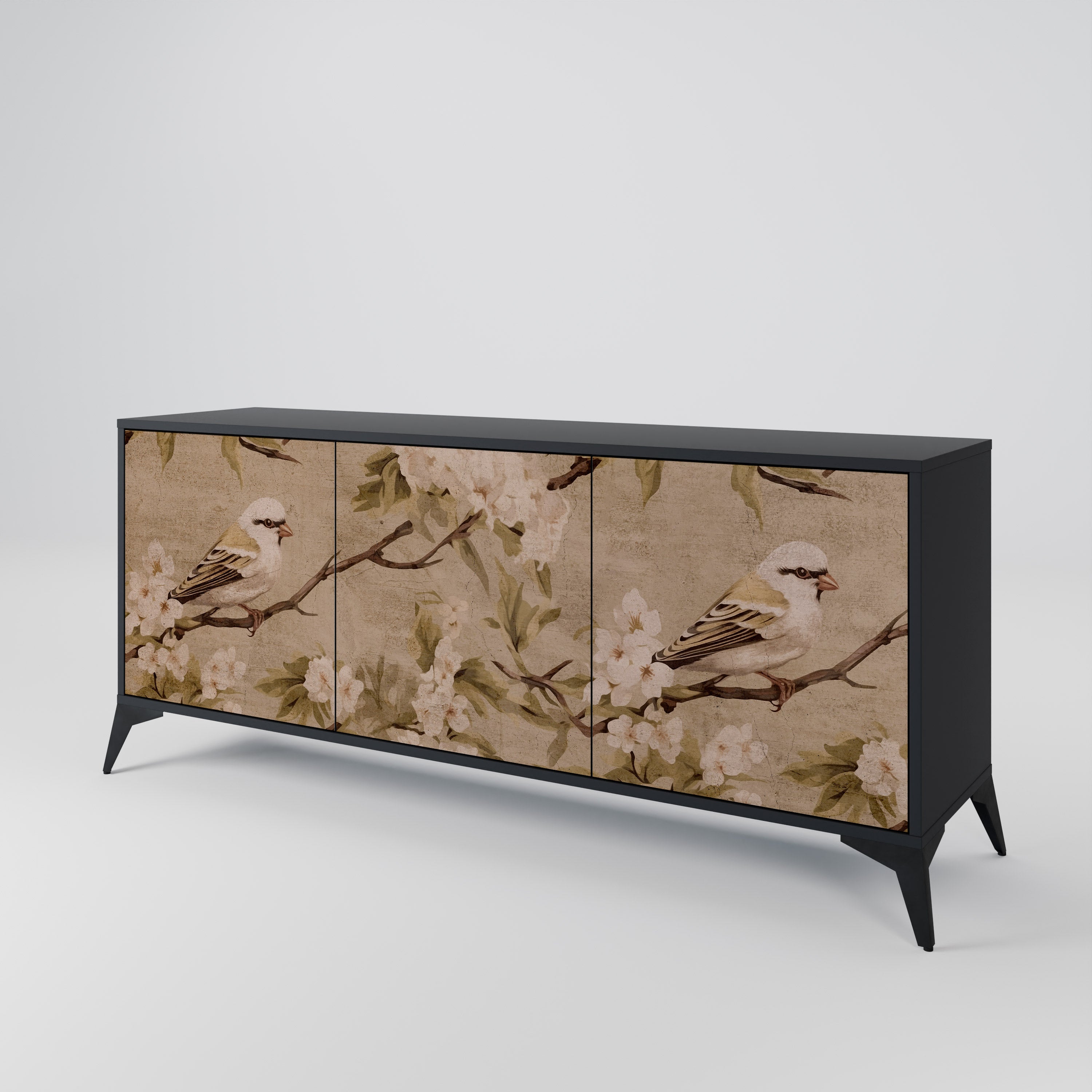 PETAL DISTINGUISH 3-Door Sideboard in Black Finish