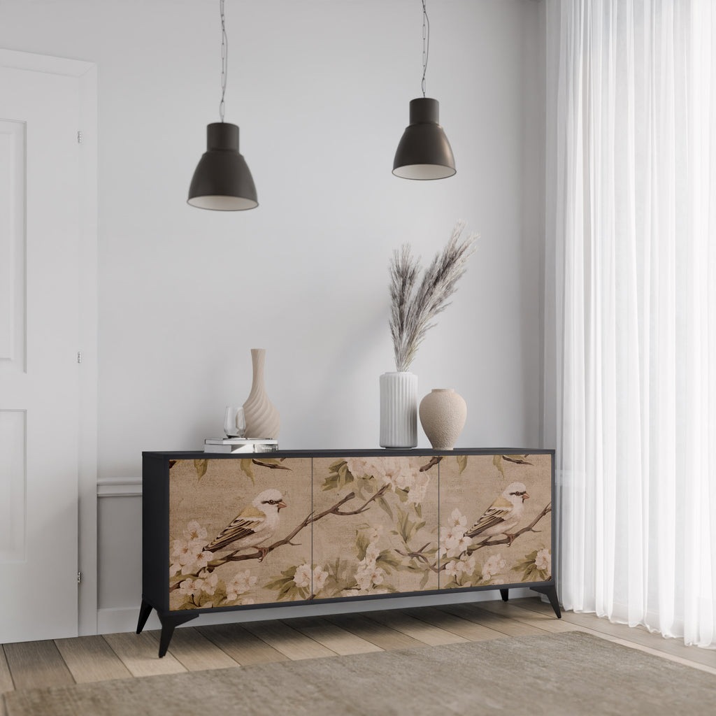 PETAL DISTINGUISH 3-Door Sideboard in Black Finish