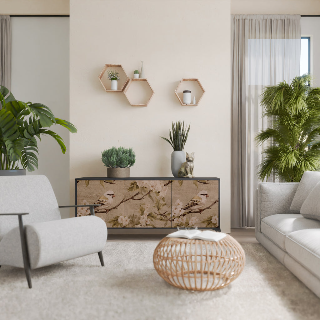 PETAL DISTINGUISH 3-Door Sideboard in Black Finish