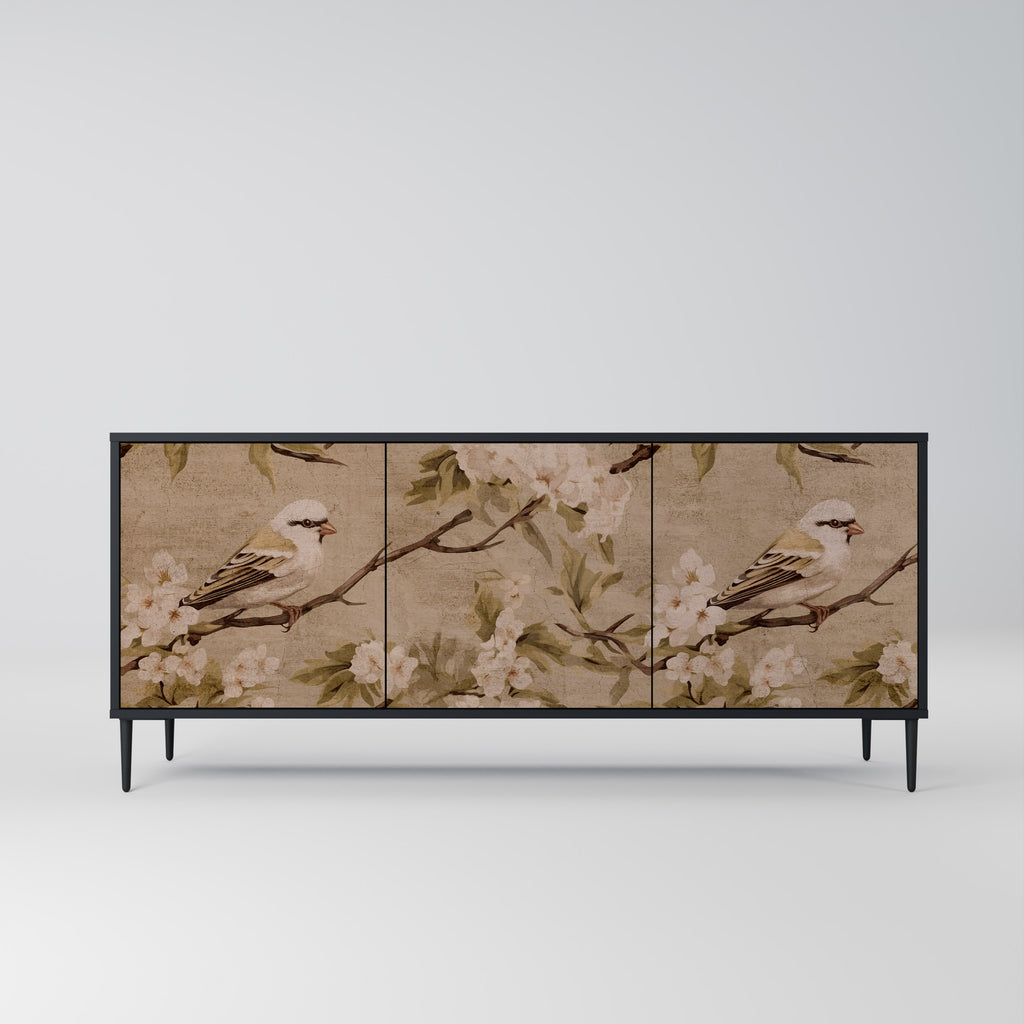 PETAL DISTINGUISH 3-Door Sideboard in Black Finish