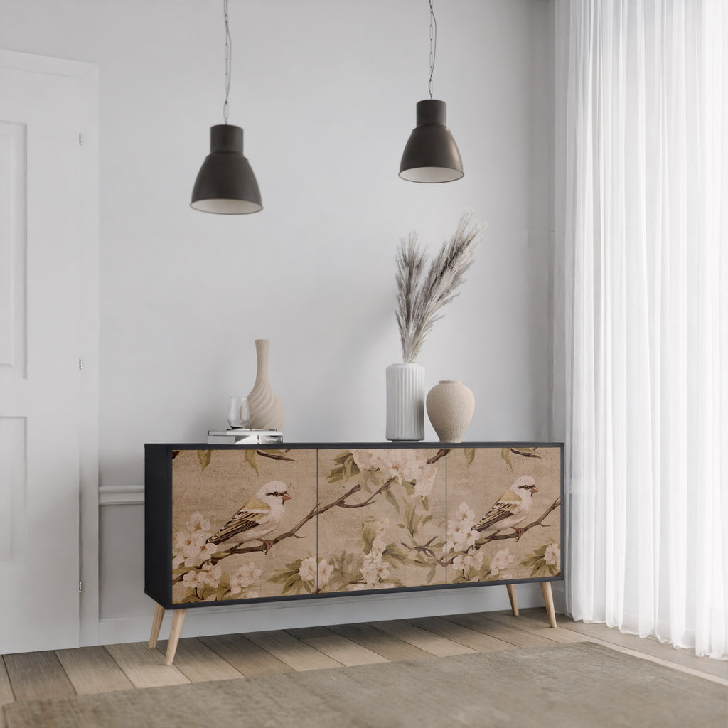 PETAL DISTINGUISH 3-Door Sideboard in Black Finish