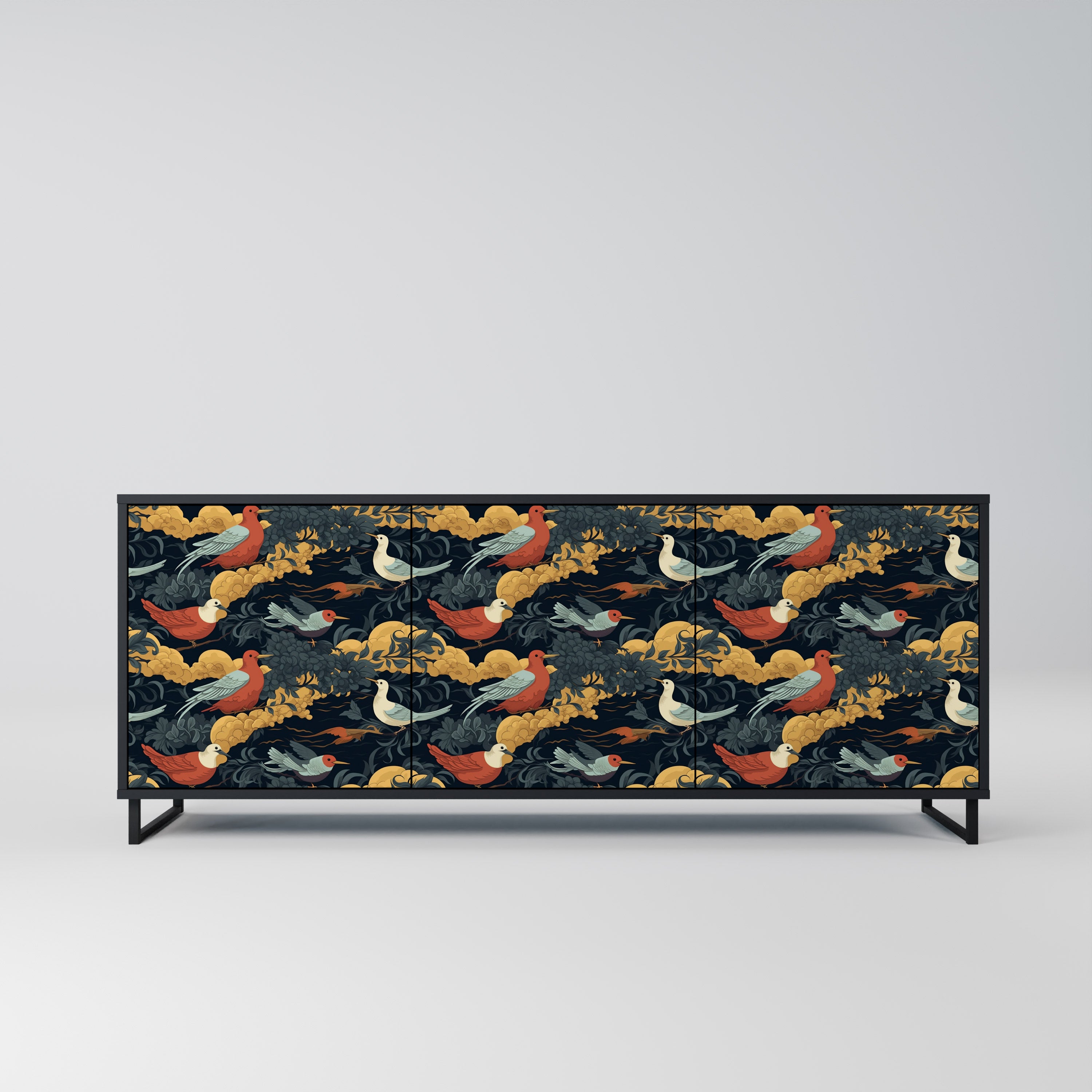 FOWLY DAZE 3-Door Sideboard in Black Finish